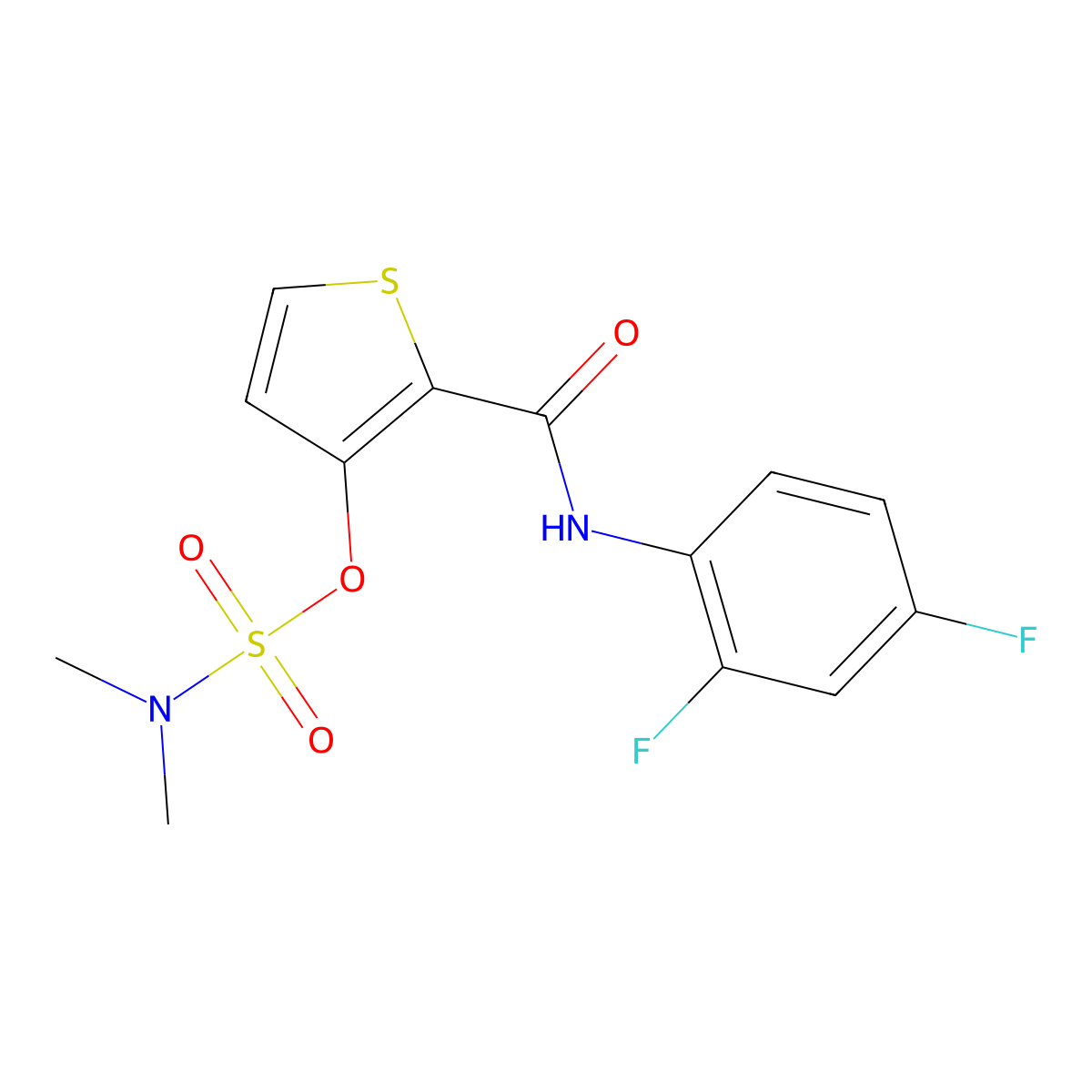 2-[(2,4-difluoroanilino)carbonyl]-3-thienyl-N,N-dimethylsulfamate molecular structure, CAS 338794-13-1