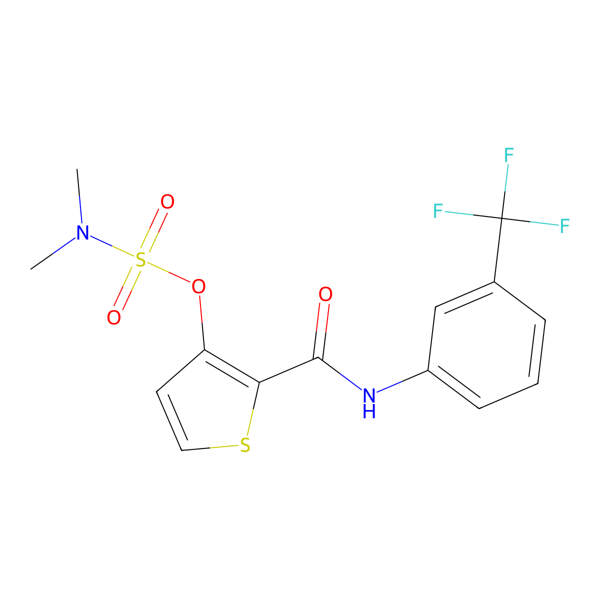 [2-[[3-(trifluoromethyl)phenyl]carbamoyl]thiophen-3-yl] N,N-dimethylsulfamate molecular structure, CAS 338794-15-3