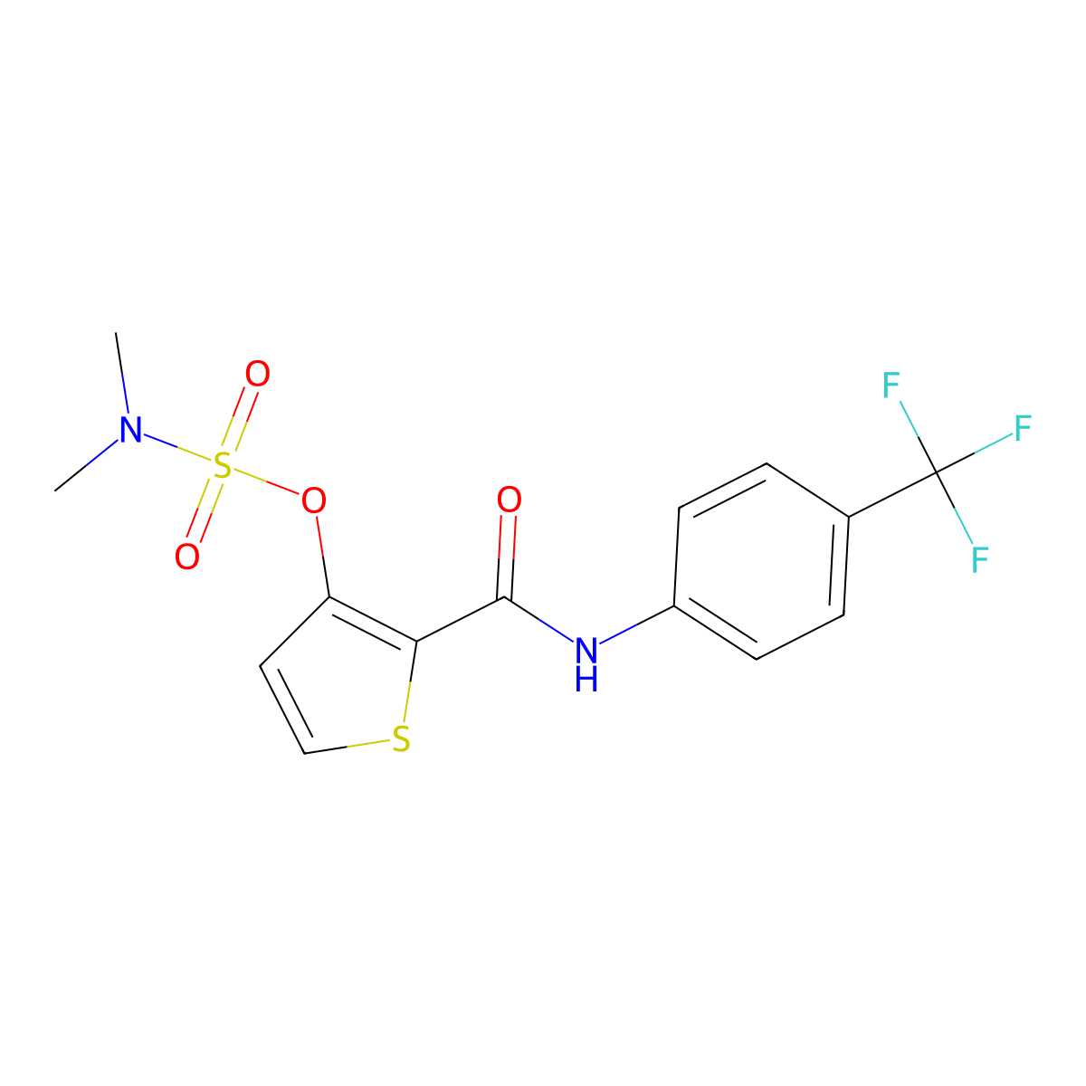 [2-[[4-(trifluoromethyl)phenyl]carbamoyl]thiophen-3-yl] N,N-dimethylsulfamate molecular structure, CAS 338794-38-0