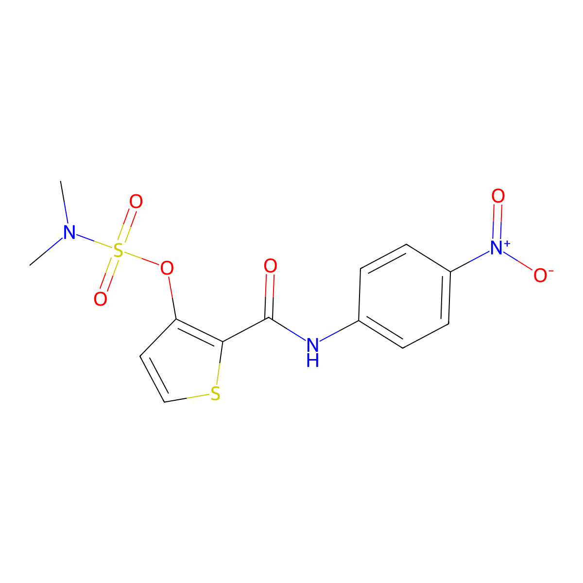 [2-[(4-nitrophenyl)carbamoyl]thiophen-3-yl] N,N-dimethylsulfamate molecular structure, CAS 338794-40-4