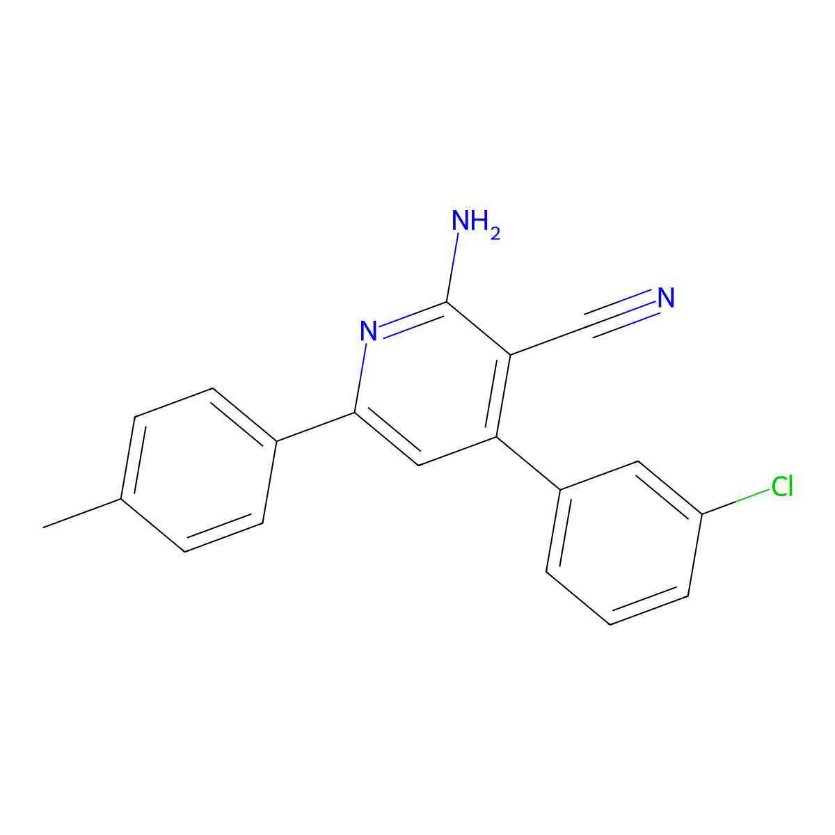 2-Amino-4-(3-chlorophenyl)-6-(4-methylphenyl)nicotinonitrile molecular structure, CAS 338794-66-4