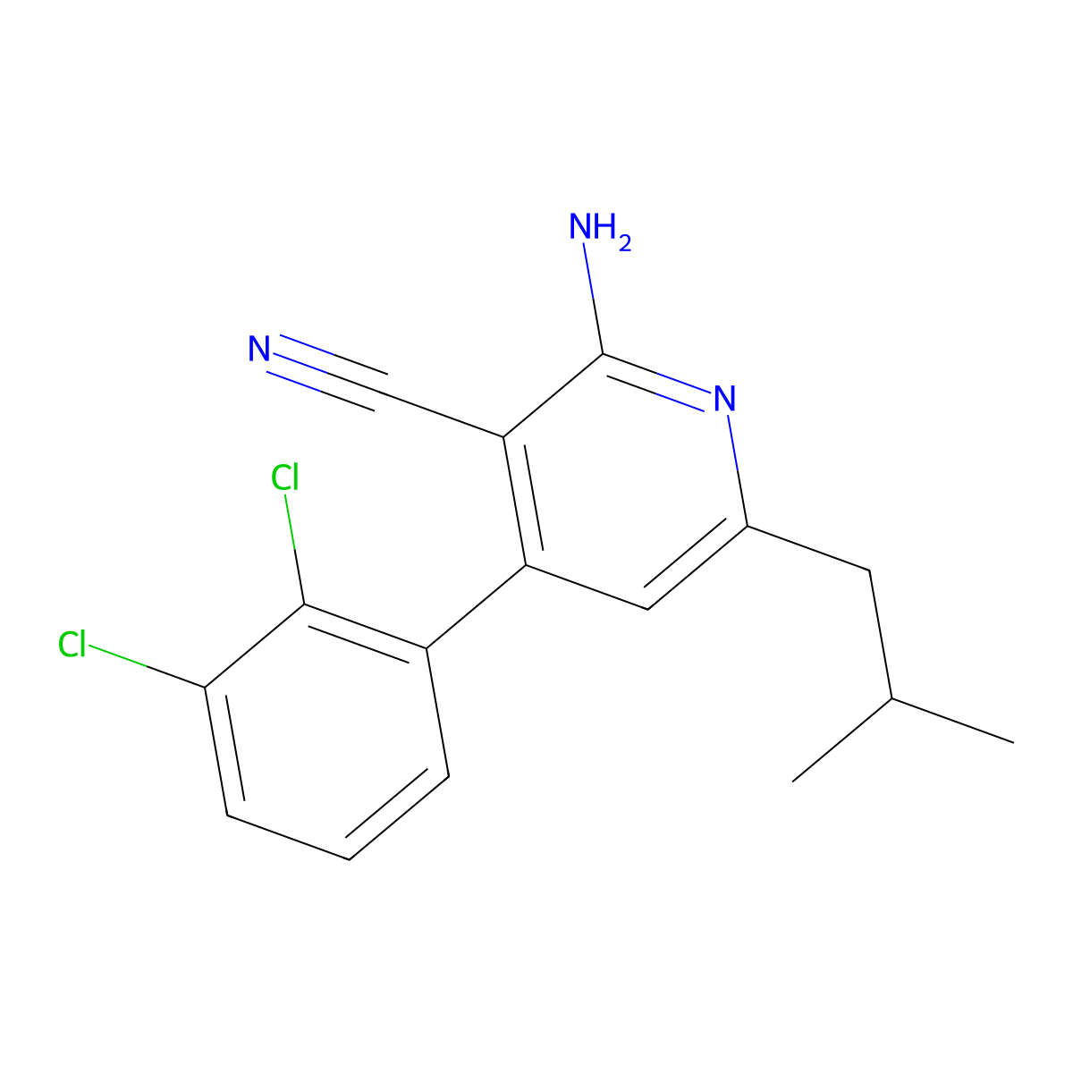 2-Amino-4-(2,3-dichlorophenyl)-6-isobutylnicotinonitrile molecular structure, CAS 338794-67-5