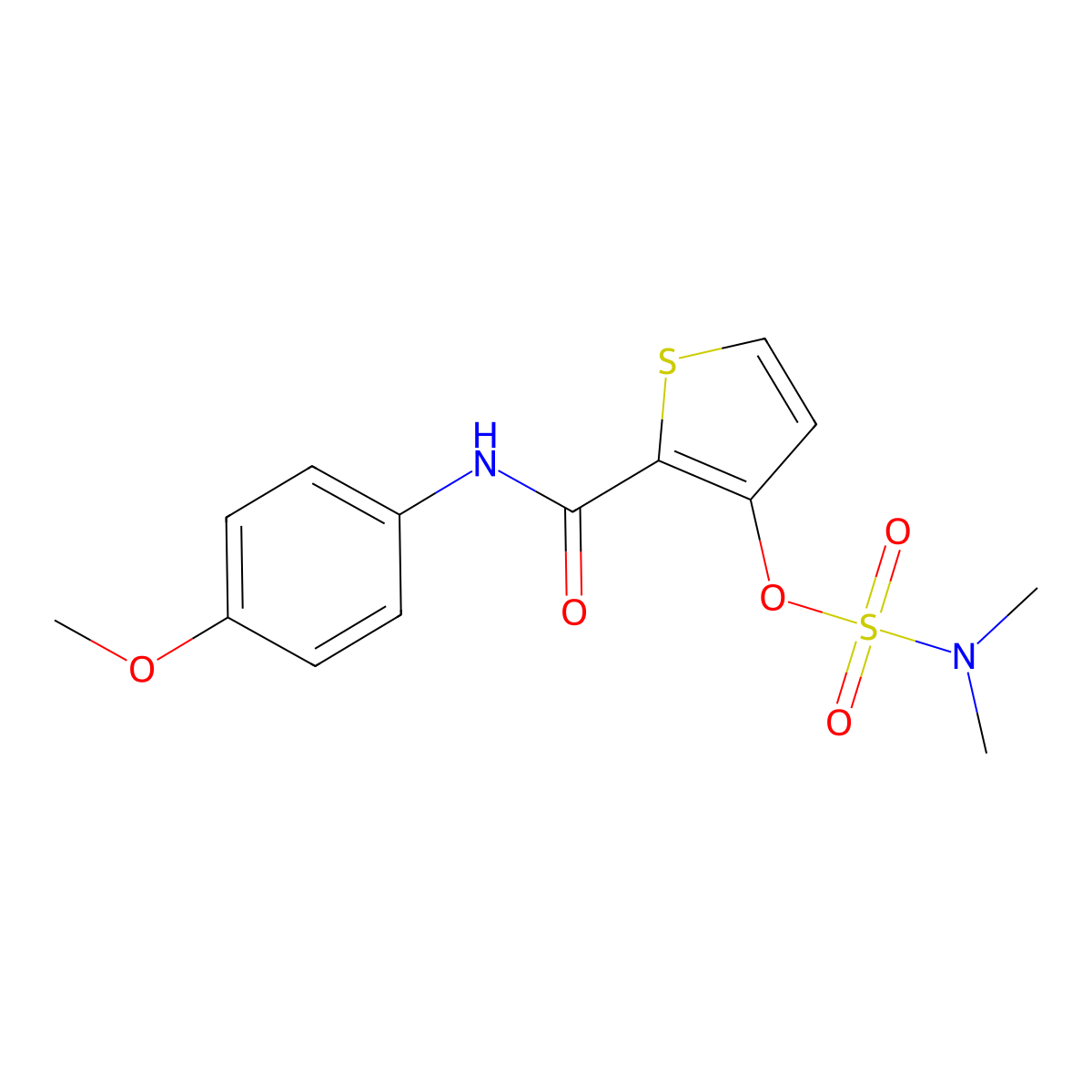 2-[(4-methoxyanilino)carbonyl]-3-thienyl-N,N-dimethylsulfamate molecular structure, CAS 338794-69-7