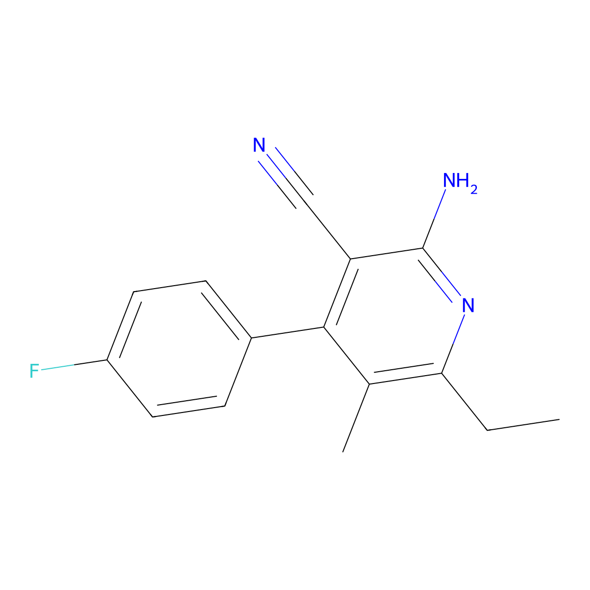 2-Amino-6-ethyl-4-(4-fluorophenyl)-5-methylnicotinonitrile molecular structure, CAS 338794-71-1