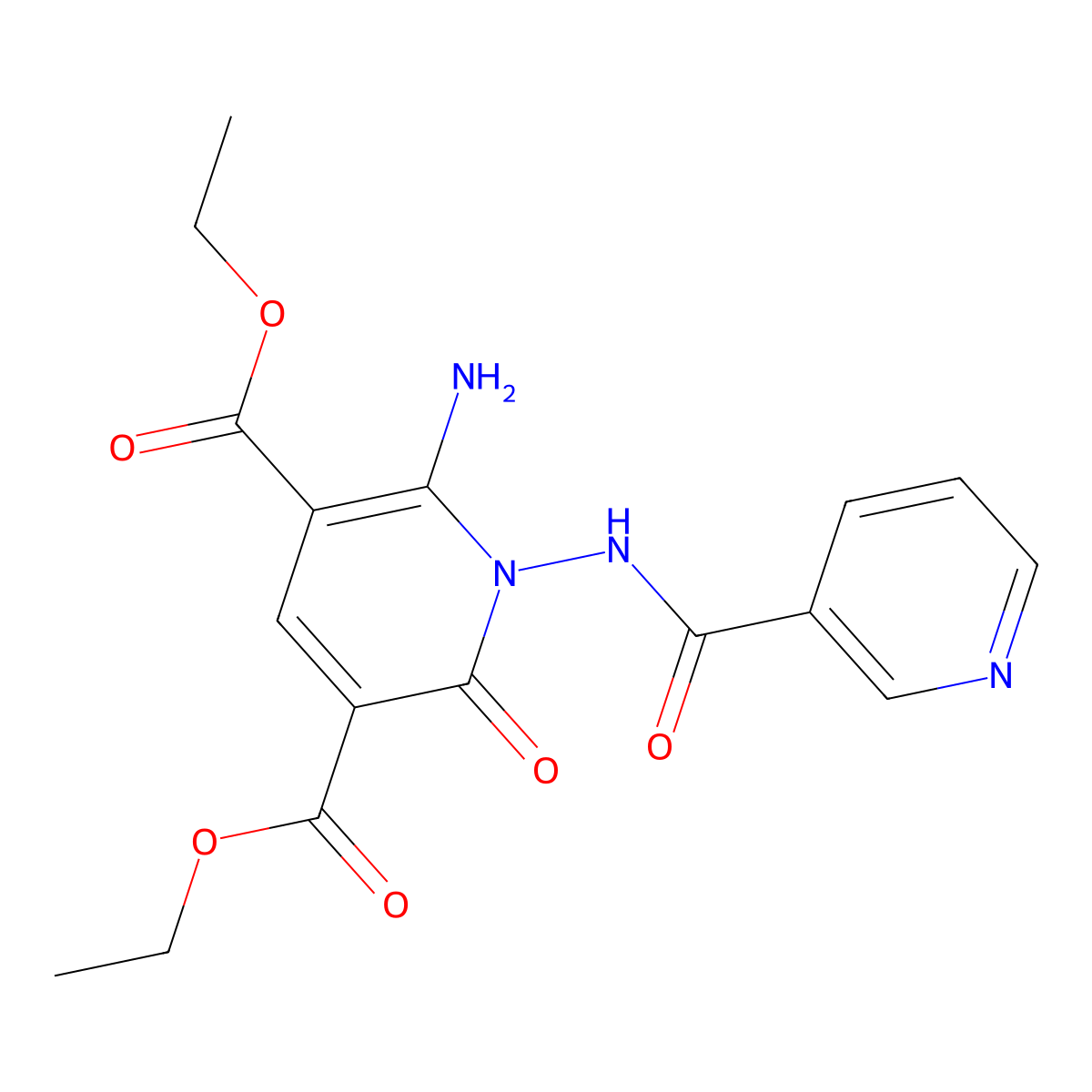 Diethyl 6-amino-2-oxo-1-[(3-pyridinylcarbonyl)amino]-1,2-dihydro-3,5-pyridinedicarboxylate molecular structure, CAS 338794-84-6
