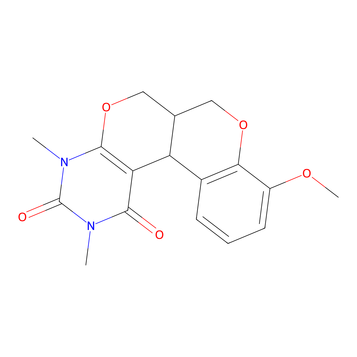 14-Methoxy-4,6-dimethyl-8,12-dioxa-4,6-diazatetracyclo[8.8.0.0^{2,7}.0^{13,18}]octadeca-2(7),13(18),14,16-tetraene-3,5-dione molecular structure, CAS 338794-88-0