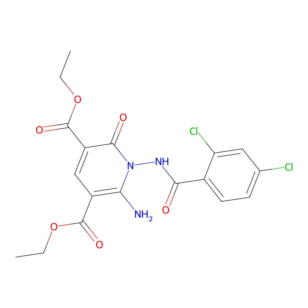 Diethyl 6-amino-1-[(2,4-dichlorobenzoyl)amino]-2-oxo-1,2-dihydro-3,5-pyridinedicarboxylate molecular structure, CAS 338794-90-4