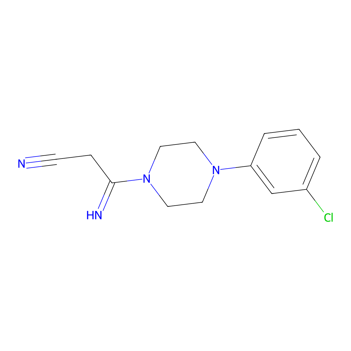 3-[4-(3-Chlorophenyl)piperazino]-3-iminopropanenitrile molecular structure, CAS 338794-93-7