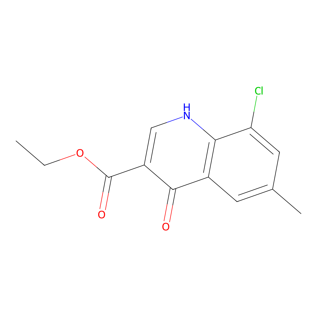 8-Chloro-4-hydroxy-6-methylquinoline-3-carboxylic acid ethyl ester molecular structure, CAS 338795-13-4