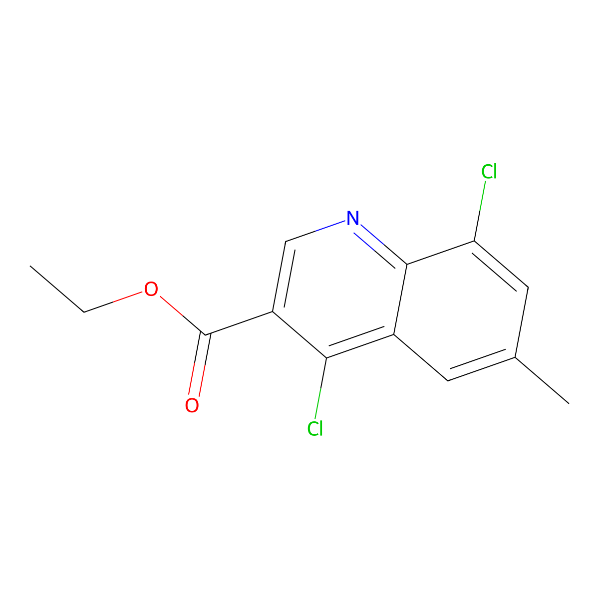 Ethyl 4,8-dichloro-6-methylquinoline-3-carboxylate molecular structure, CAS 338795-14-5