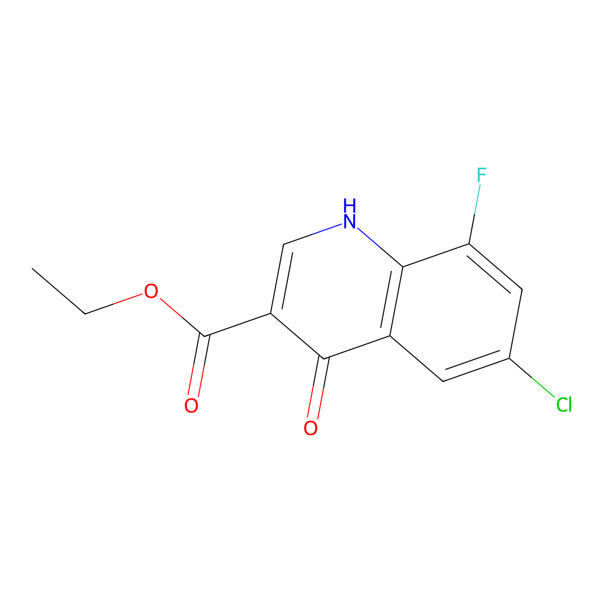 Ethyl 6-chloro-8-fluoro-4-hydroxyquinoline-3-carboxylate molecular structure, CAS 338795-16-7