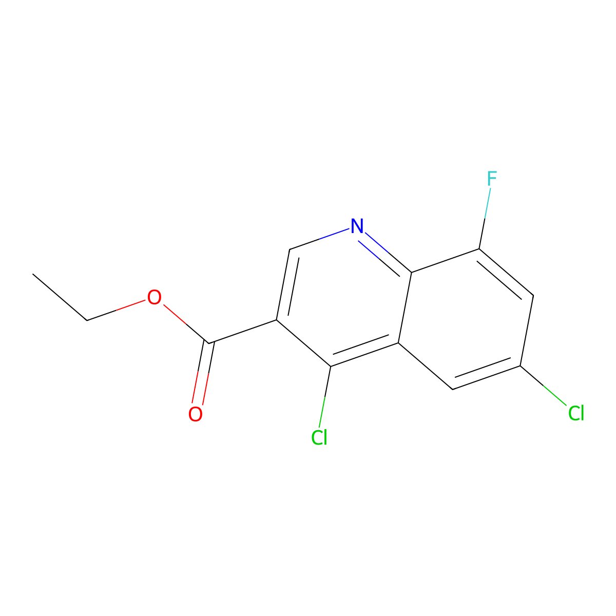 Ethyl 4,6-dichloro-8-fluoro-3-quinolinecarboxylate molecular structure, CAS 338795-17-8