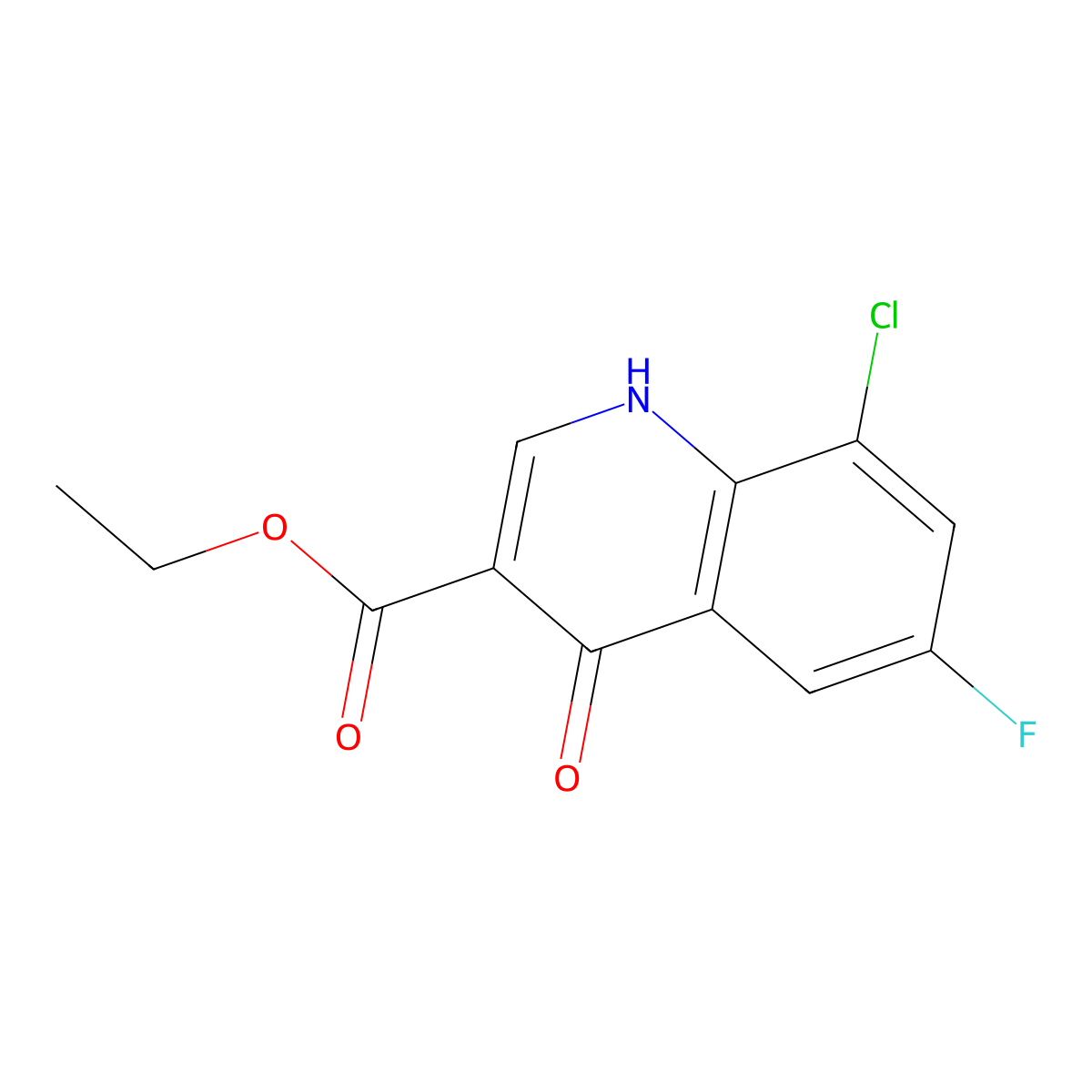 Ethyl 8-chloro-6-fluoro-4-hydroxyquinoline-3-carboxylate molecular structure, CAS 338795-20-3
