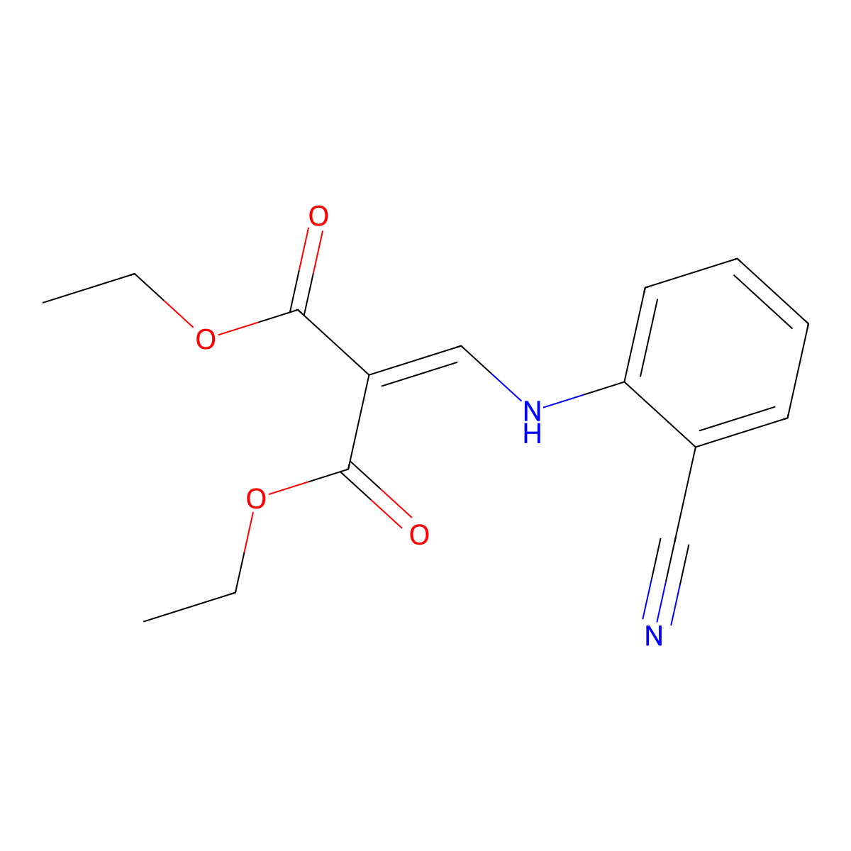 Diethyl 2-[(2-cyanoanilino)methylene]malonate molecular structure, CAS 338795-23-6