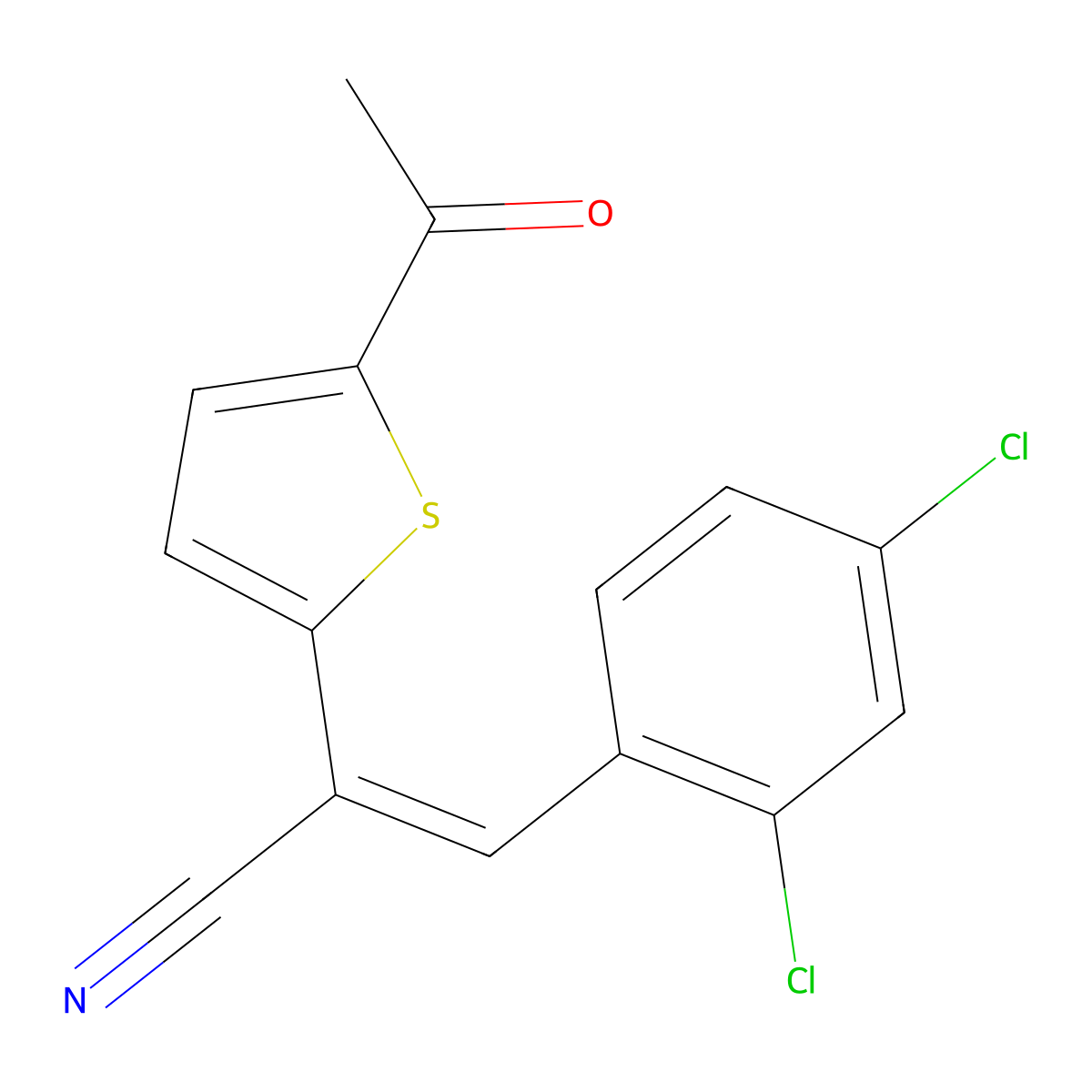 (2E)-2-(5-acetylthiophen-2-yl)-3-(2,4-dichlorophenyl)prop-2-enenitrile molecular structure, CAS 338795-30-5