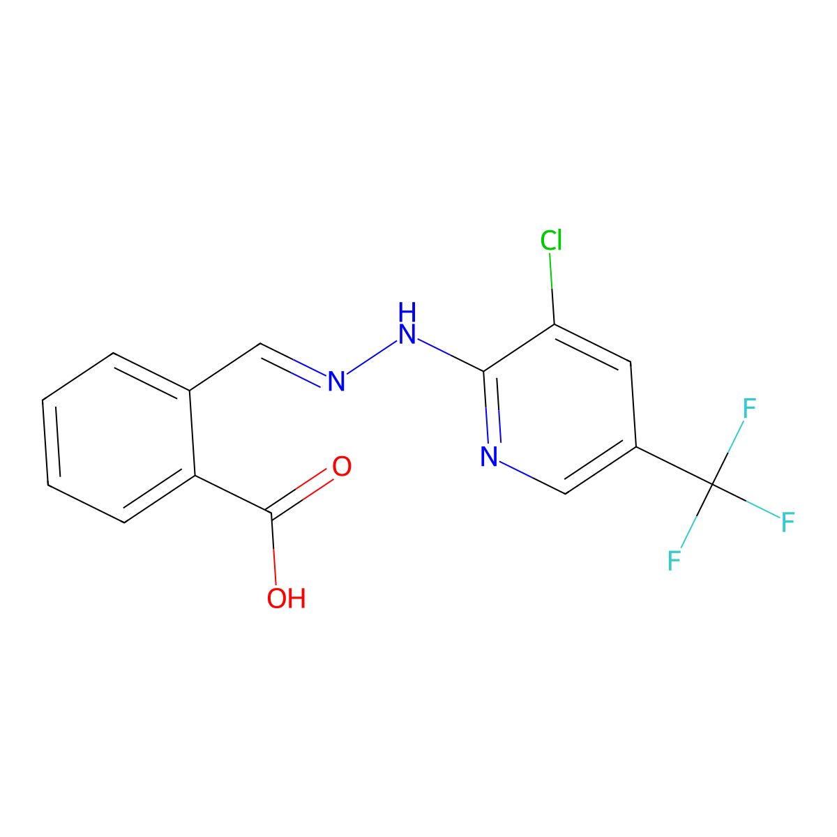 2-{2-[3-Chloro-5-(trifluoromethyl)-2-pyridinyl]carbohydrazonoyl}benzenecarboxylic acid molecular structure, CAS 338795-35-0
