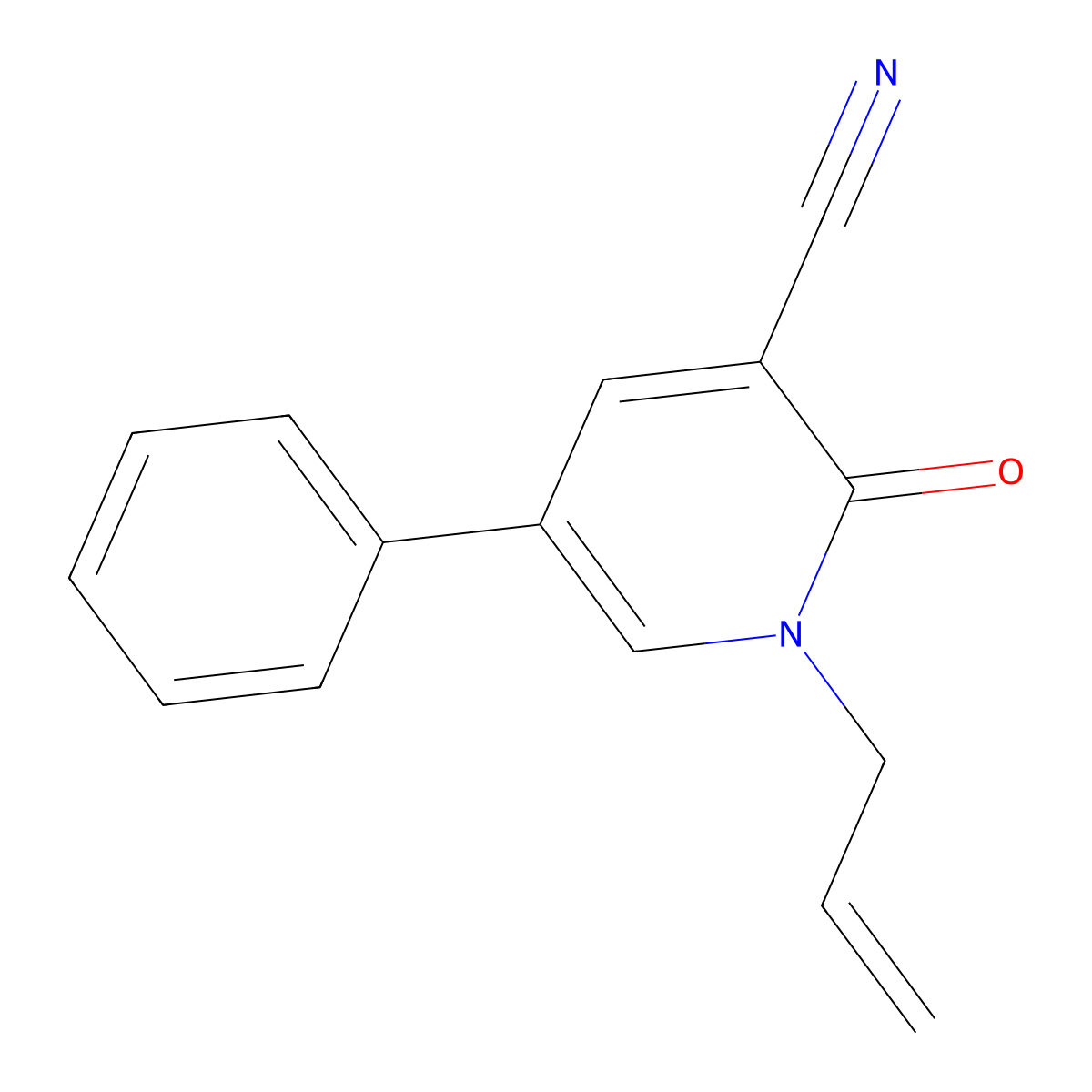 1-Allyl-2-oxo-5-phenyl-1,2-dihydro-3-pyridinecarbonitrile molecular structure, CAS 338795-40-7