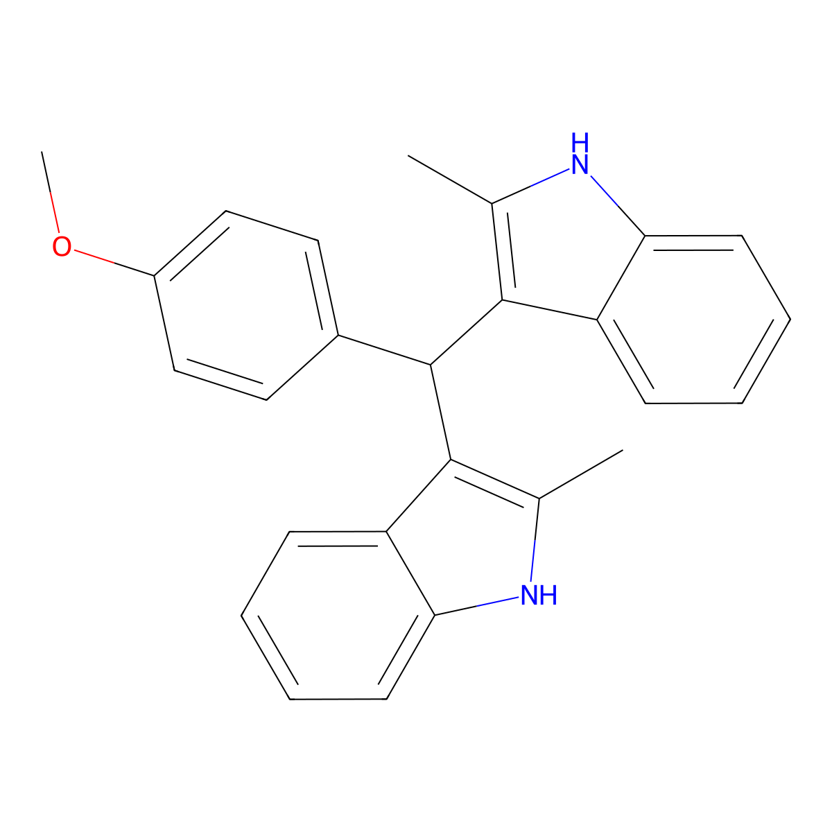 1H-Indole, 3,3'-[(4-methoxyphenyl)methylene]bis[2-methyl- molecular structure, CAS 33895-69-1