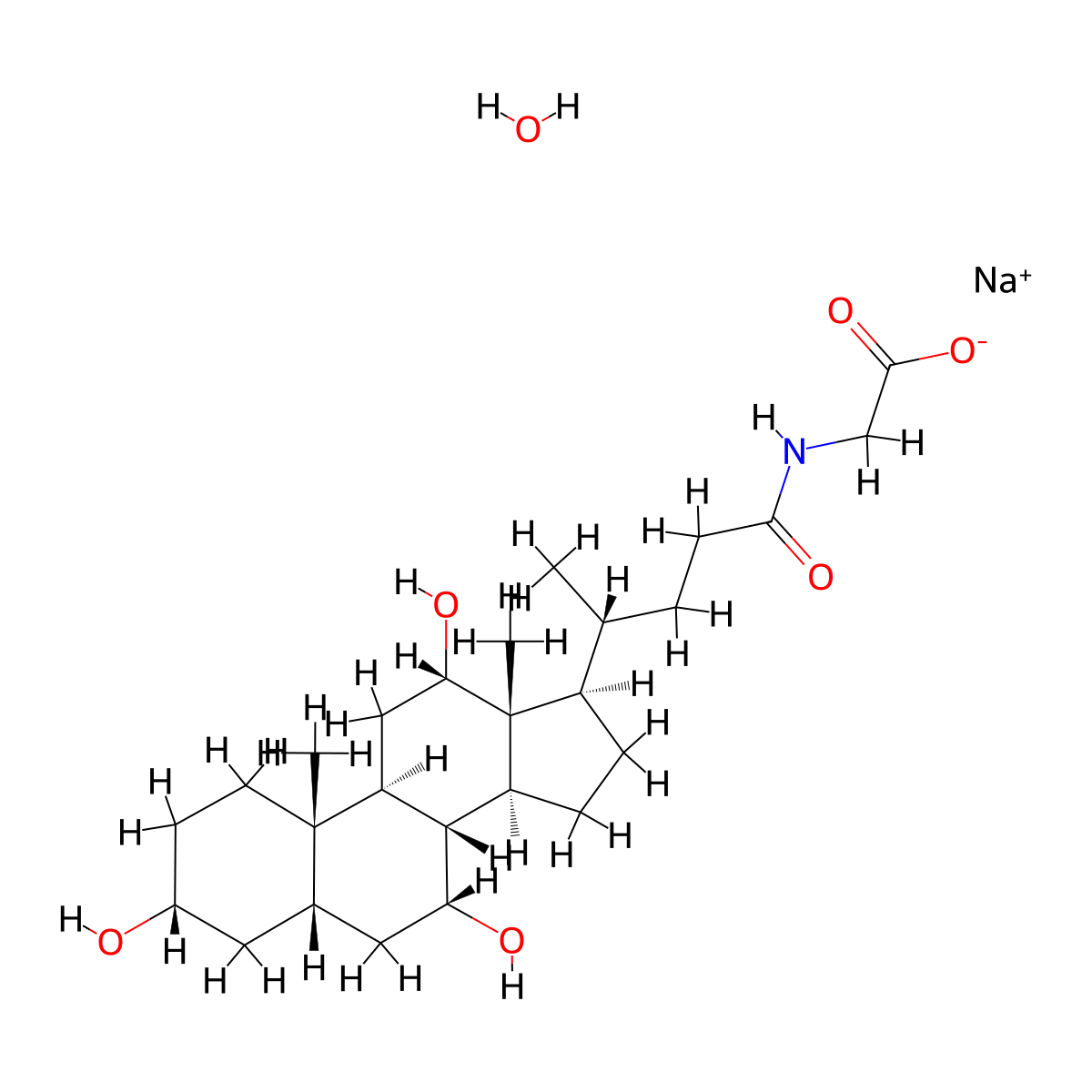 Sodium glycocholate hydrate molecular structure, CAS 338950-81-5