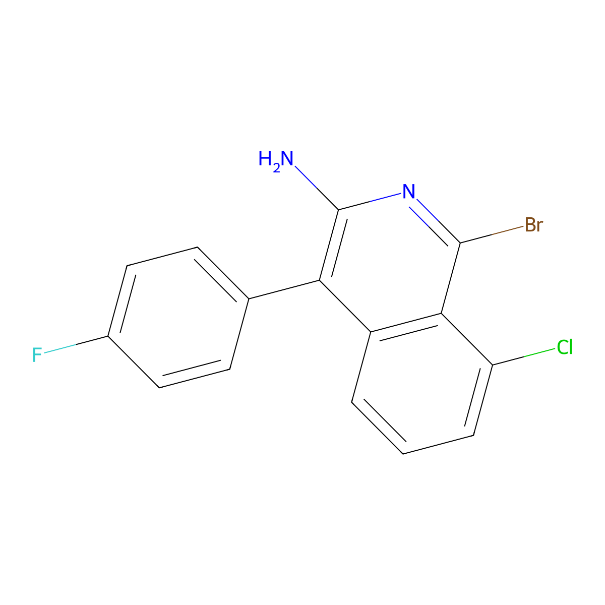 1-Bromo-8-chloro-4-(4-fluorophenyl)-3-isoquinolinamine molecular structure, CAS 338953-28-9