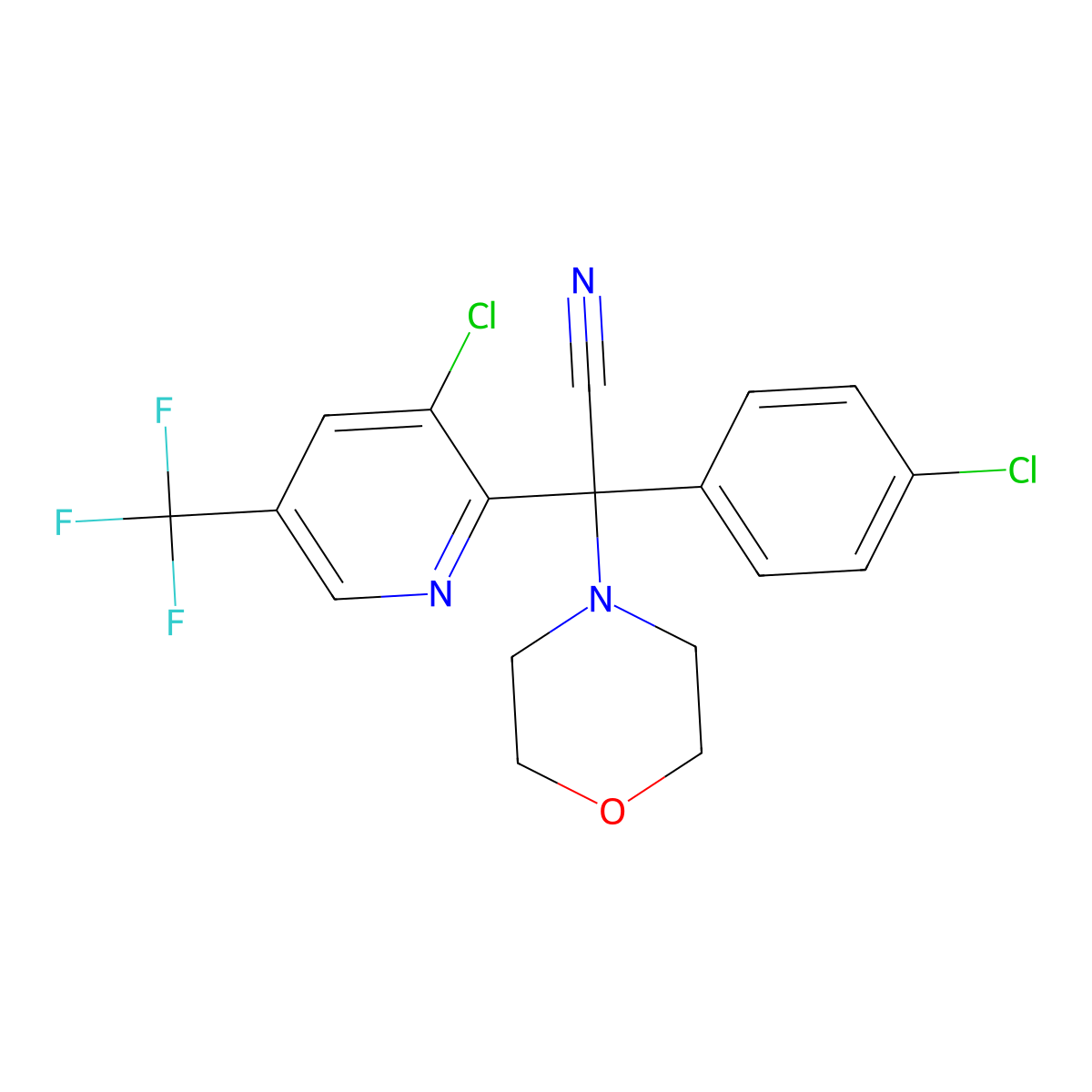 2-(4-Chlorophenyl)-2-[3-chloro-5-(trifluoromethyl)-2-pyridinyl]-2-morpholinoacetonitrile molecular structure, CAS 338953-53-0