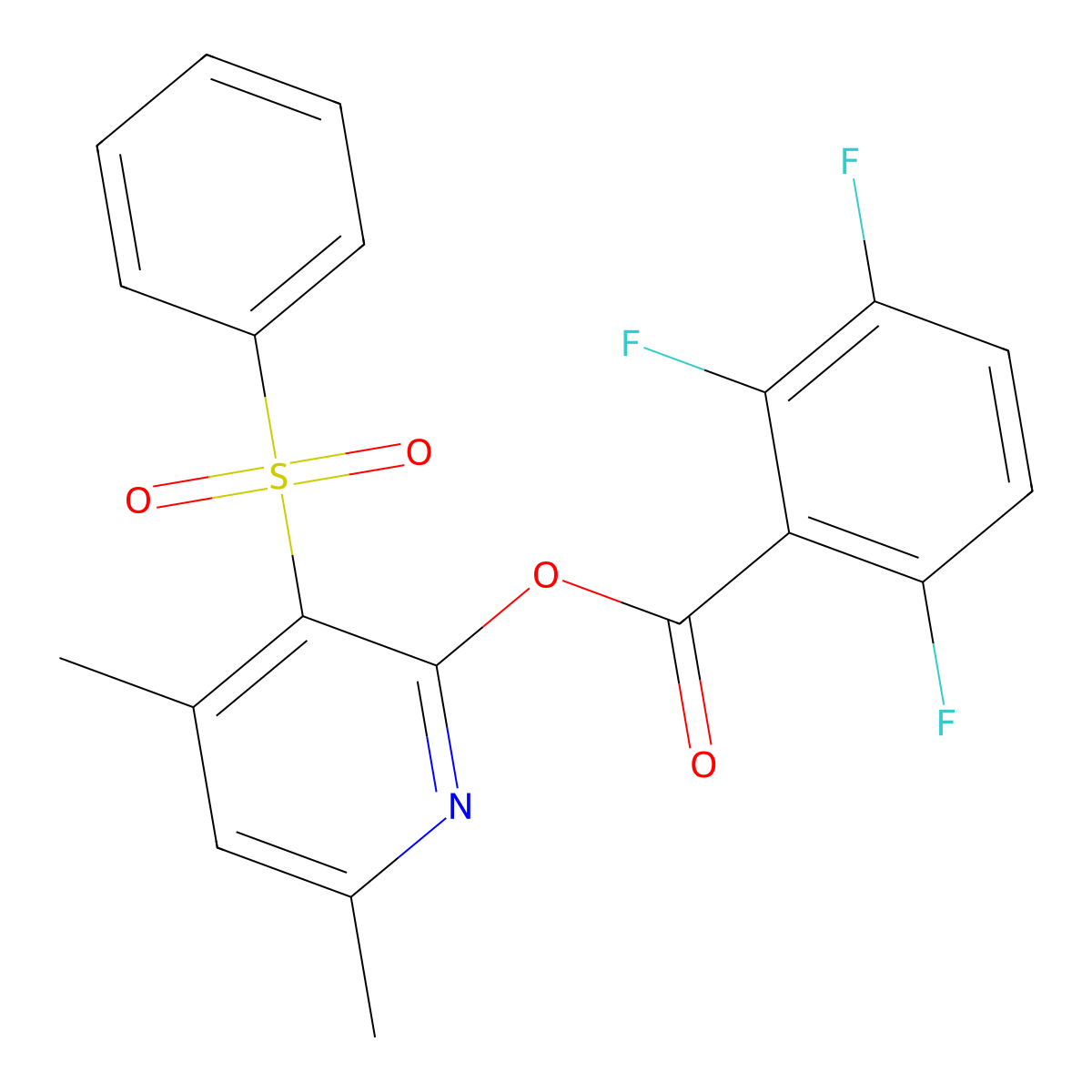 4,6-Dimethyl-3-(phenylsulfonyl)-2-pyridinyl 2,3,6-trifluorobenzenecarboxylate molecular structure, CAS 338953-81-4