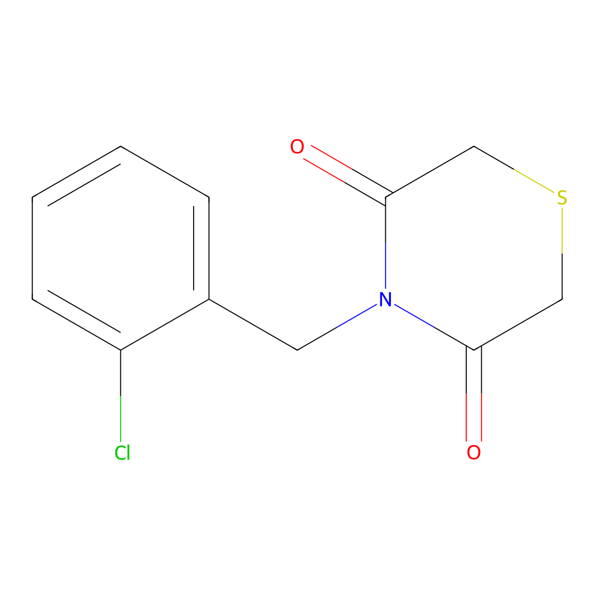 4-[(2-Chlorophenyl)methyl]thiomorpholine-3,5-dione molecular structure, CAS 338953-87-0