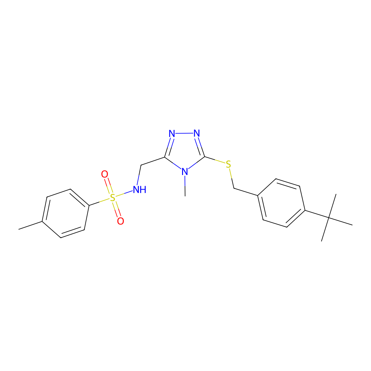 N-[[5-[(4-tert-butylphenyl)methylsulfanyl]-4-methyl-1,2,4-triazol-3-yl]methyl]-4-methylbenzenesulfonamide molecular structure, CAS 338953-96-1