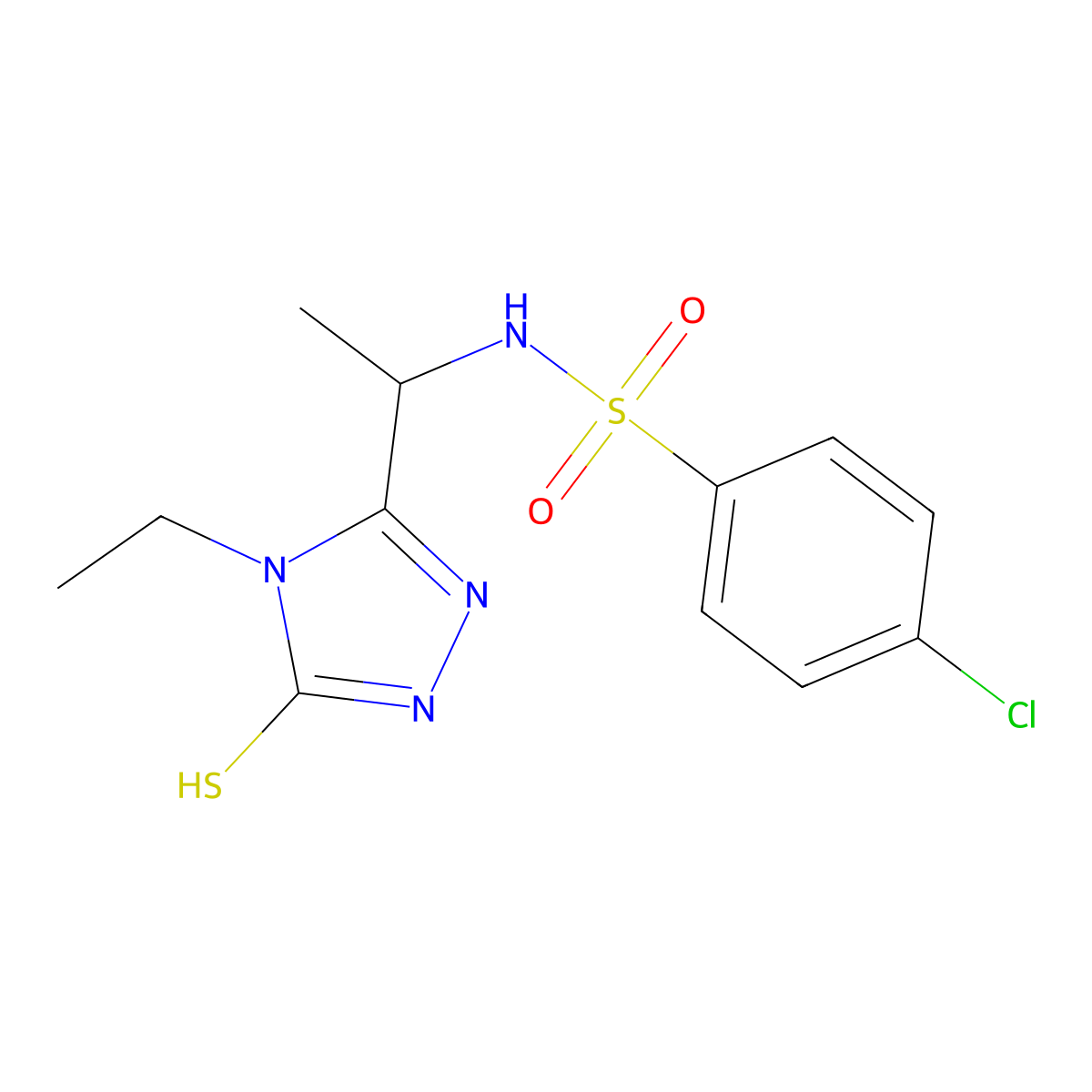 4-chloro-N-[1-(4-ethyl-5-sulfanyl-4H-1,2,4-triazol-3-yl)ethyl]benzenesulfonamide molecular structure, CAS 338953-97-2