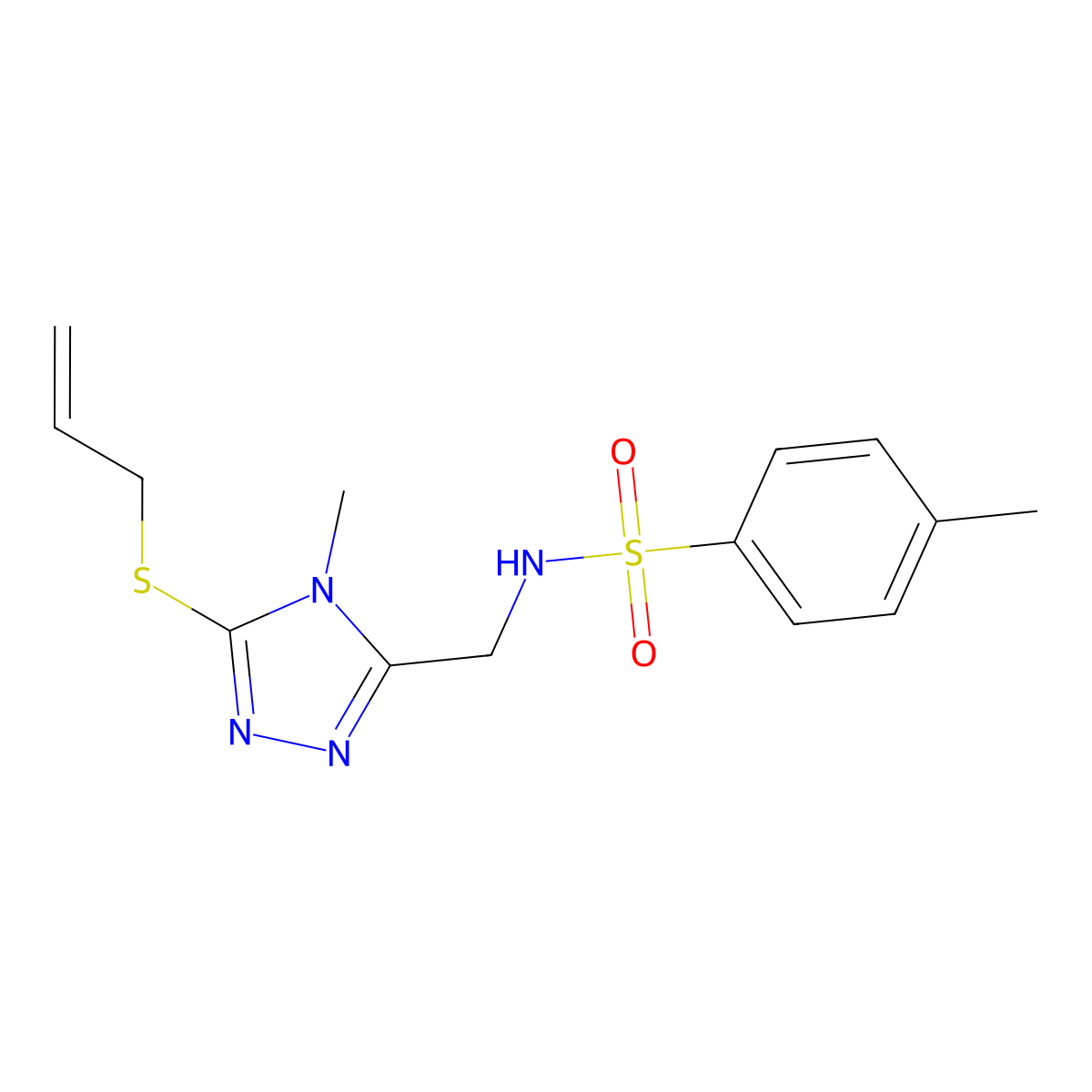 N-{[5-(allylsulfanyl)-4-methyl-4H-1,2,4-triazol-3-yl]methyl}-4-methylbenzenesulfonamide molecular structure, CAS 338954-00-0