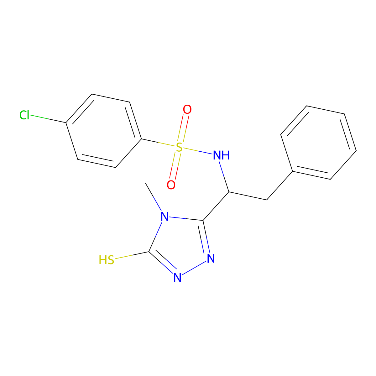 4-chloro-N-[1-(4-methyl-5-sulfanyl-4H-1,2,4-triazol-3-yl)-2-phenylethyl]benzenesulfonamide molecular structure, CAS 338954-08-8