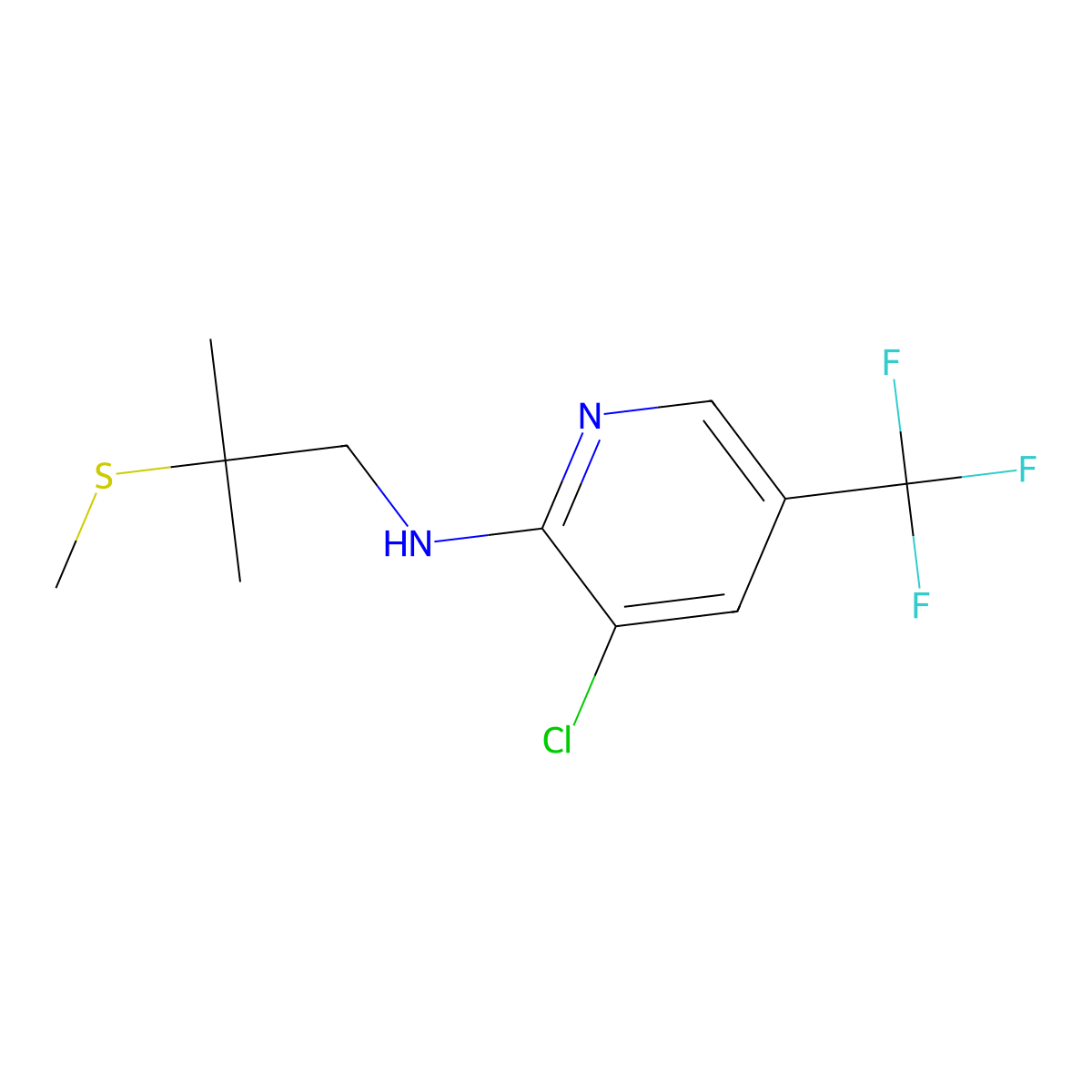 3-chloro-N-[2-methyl-2-(methylsulfanyl)propyl]-5-(trifluoromethyl)-2-pyridinamine molecular structure, CAS 338954-37-3