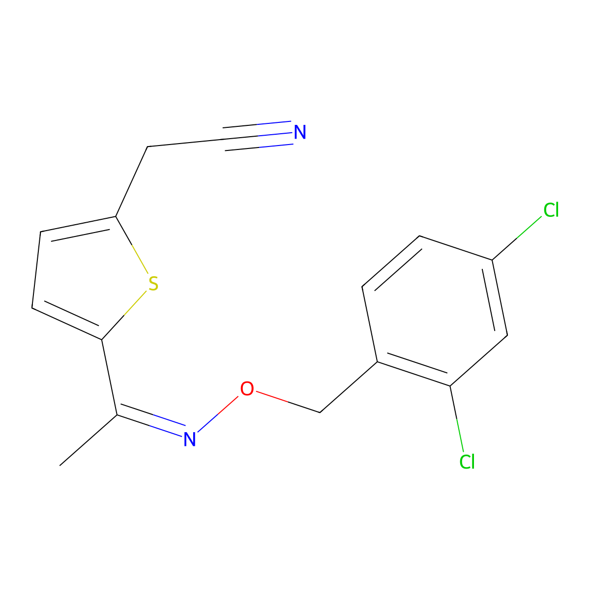 2-(5-{[(2,4-Dichlorobenzyl)oxy]ethanimidoyl}-2-thienyl)acetonitrile molecular structure, CAS 338954-47-5