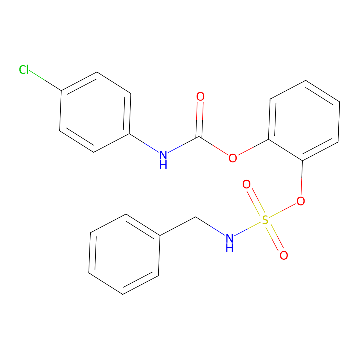 [2-(benzylsulfamoyloxy)phenyl] N-(4-chlorophenyl)carbamate molecular structure, CAS 338954-48-6