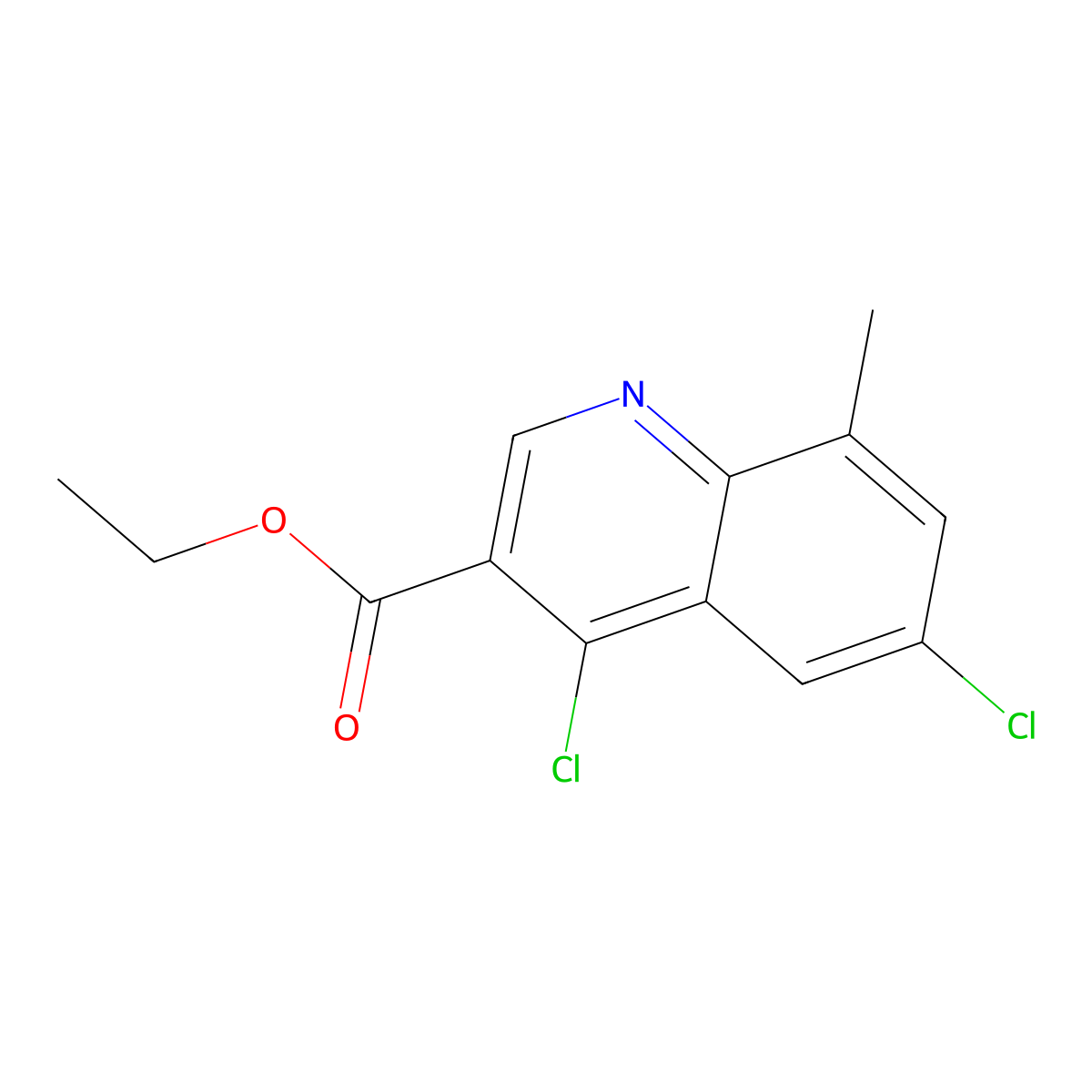 Ethyl 4,6-dichloro-8-methylquinoline-3-carboxylate molecular structure, CAS 338954-50-0