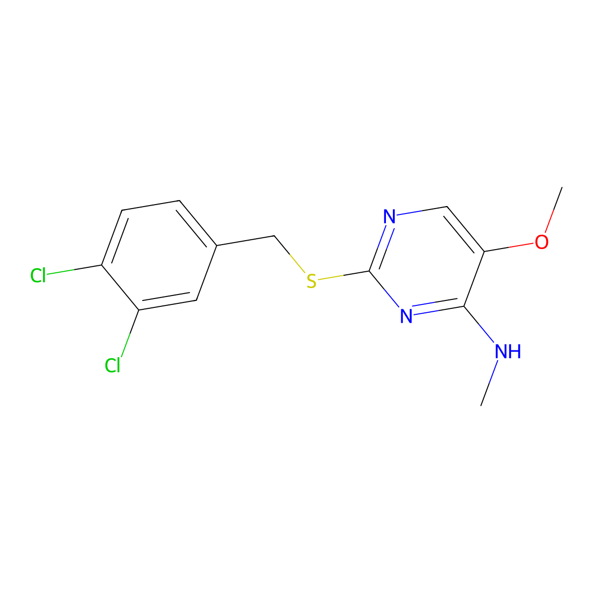 2-((3,4-Dichlorobenzyl)sulfanyl)-5-methoxy-N-methyl-4-pyrimidinamine molecular structure, CAS 338954-52-2