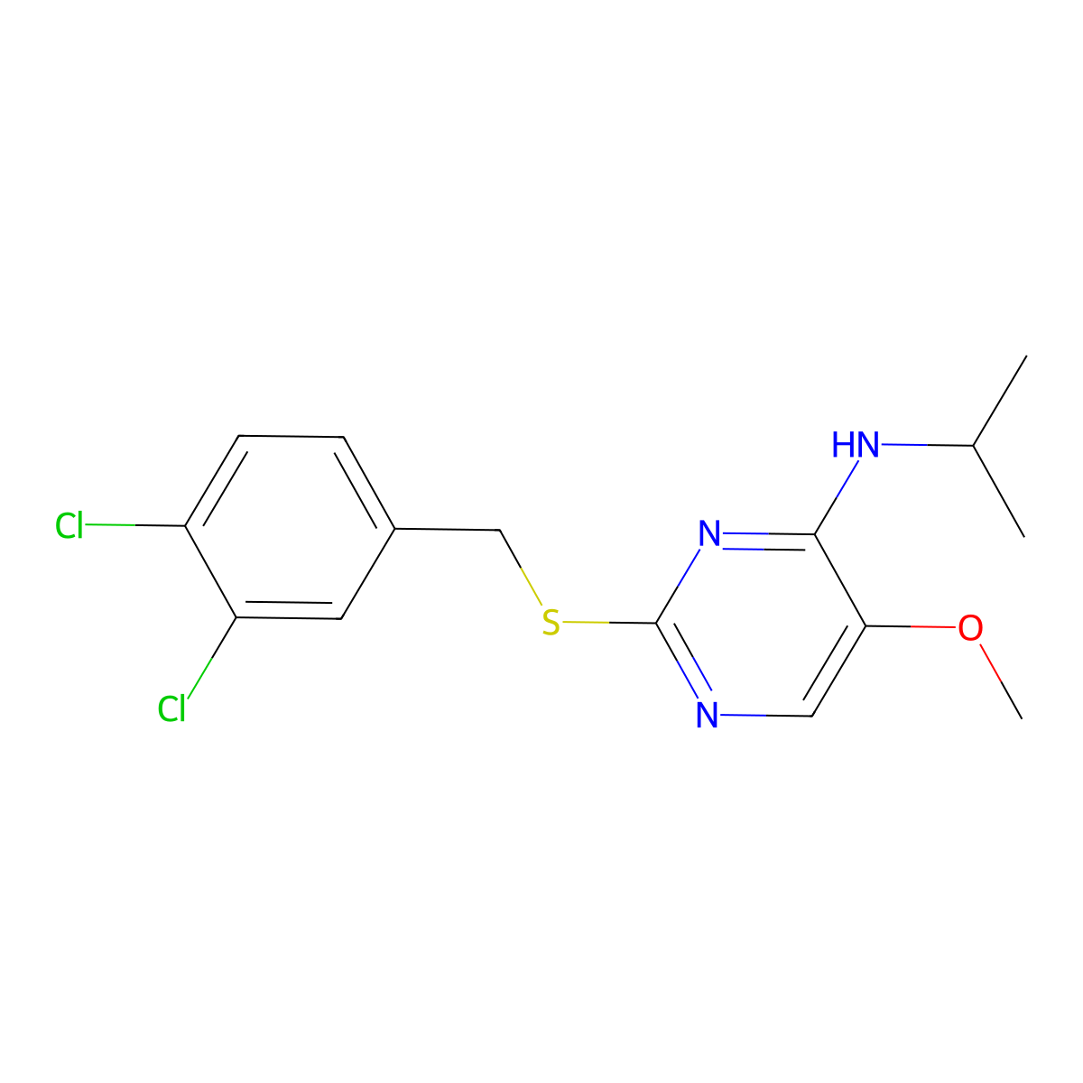 2-((3,4-Dichlorobenzyl)sulfanyl)-N-isopropyl-5-methoxy-4-pyrimidinamine molecular structure, CAS 338954-53-3