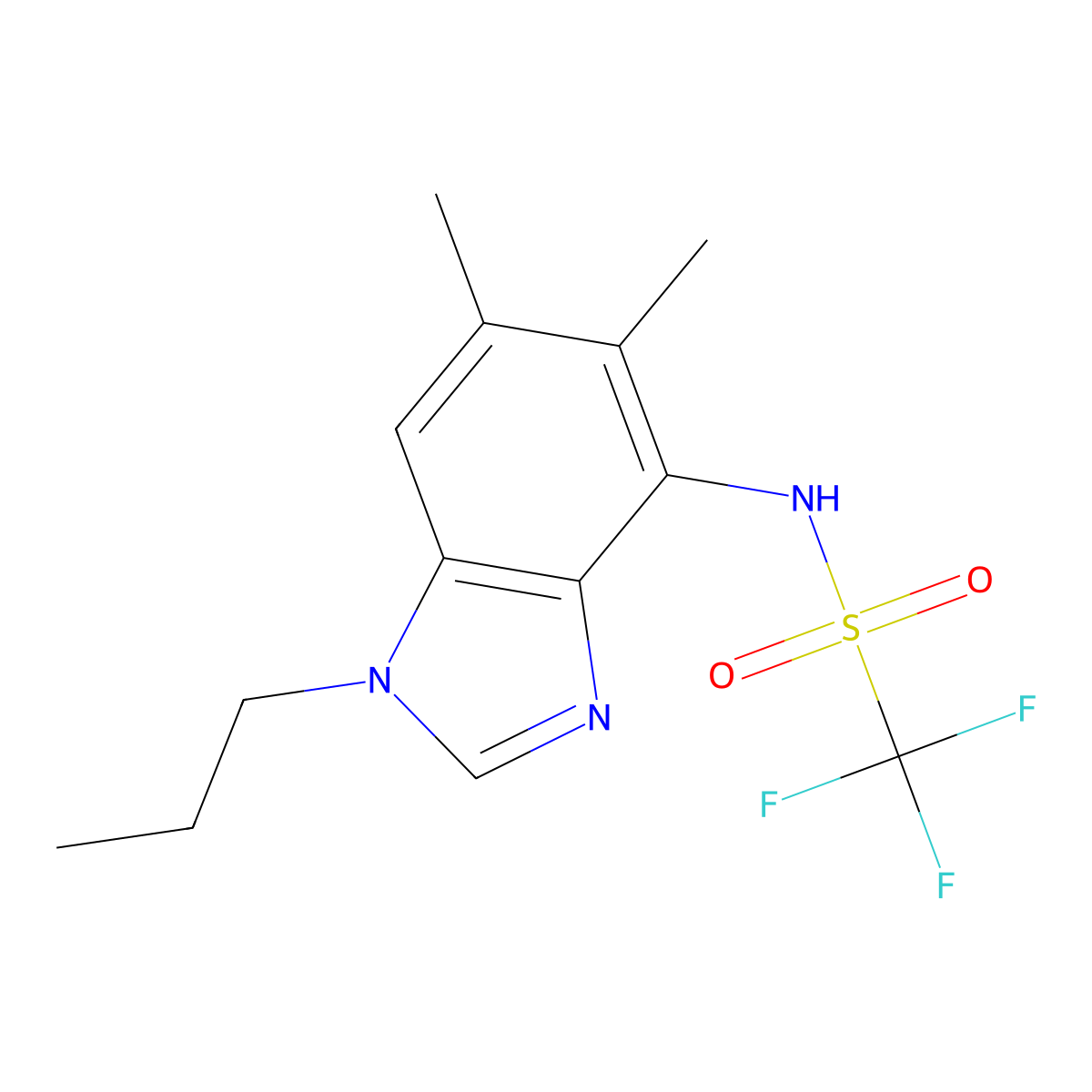 N-(5,6-dimethyl-1-propyl-1H-1,3-benzimidazol-4-yl)(trifluoro)methanesulfonamide molecular structure, CAS 338954-54-4
