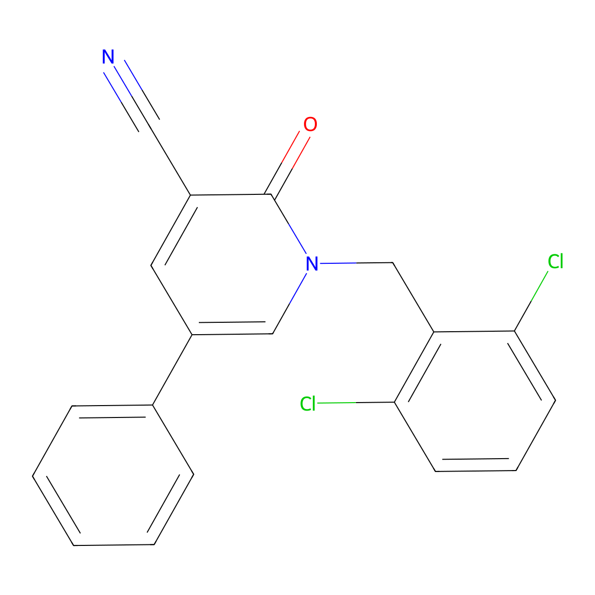 1-(2,6-Dichlorobenzyl)-2-oxo-5-phenyl-1,2-dihydro-3-pyridinecarbonitrile molecular structure, CAS 338954-57-7