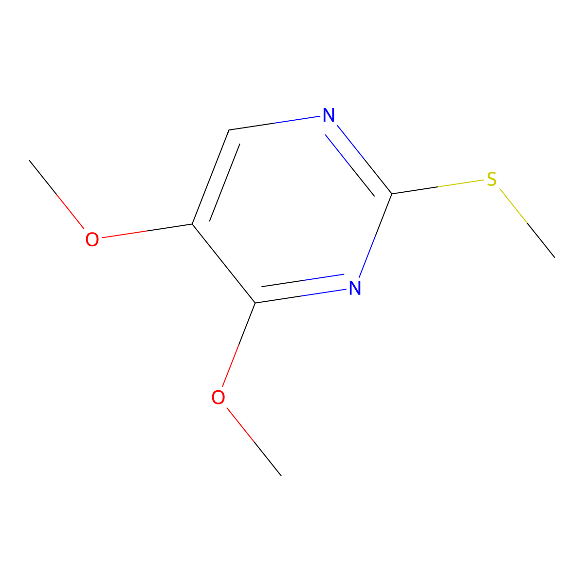 4,5-Dimethoxy-2-(methylsulfanyl)pyrimidine molecular structure, CAS 338954-60-2