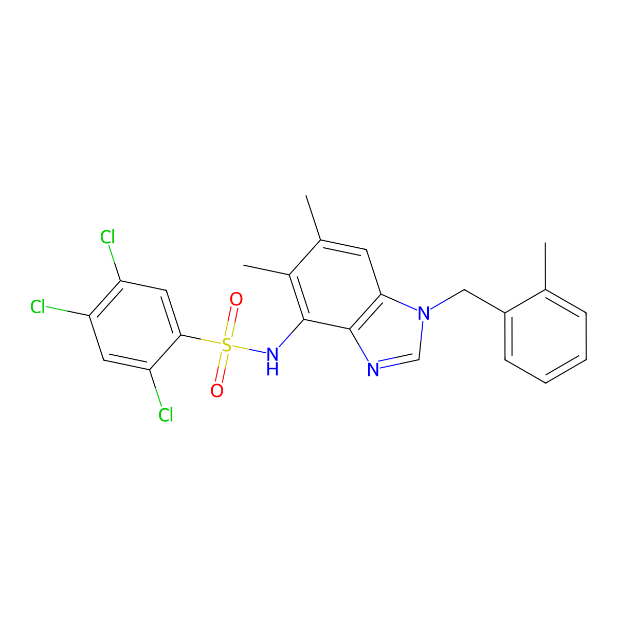 2,4,5-trichloro-N-[5,6-dimethyl-1-(2-methylbenzyl)-1H-1,3-benzimidazol-4-yl]benzenesulfonamide molecular structure, CAS 338954-66-8