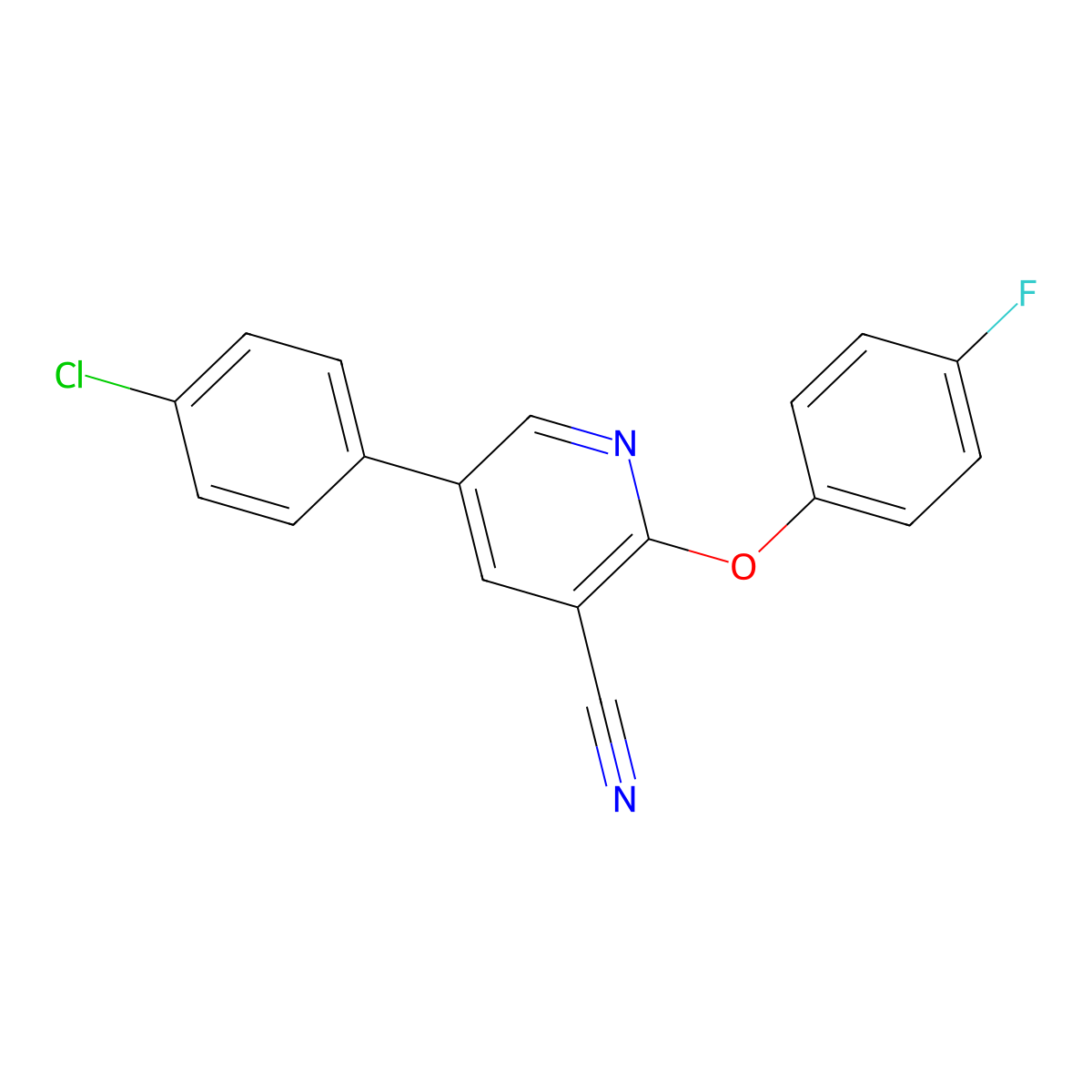 5-(4-Chlorophenyl)-2-(4-fluorophenoxy)pyridine-3-carbonitrile molecular structure, CAS 338954-69-1