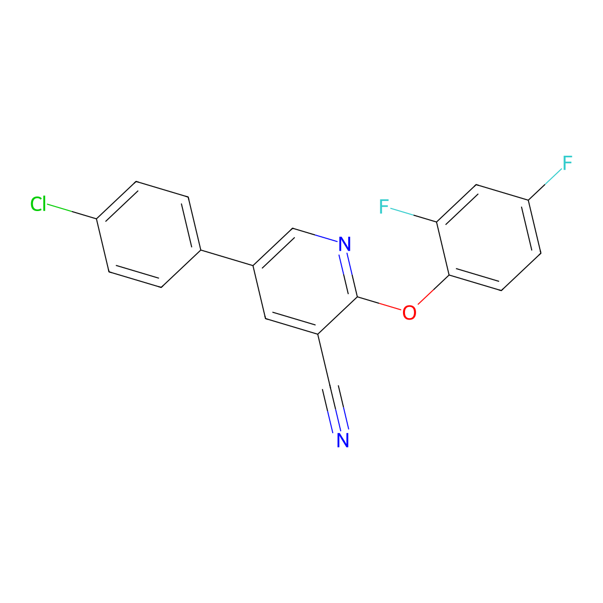5-(4-Chlorophenyl)-2-(2,4-difluorophenoxy)pyridine-3-carbonitrile molecular structure, CAS 338954-70-4