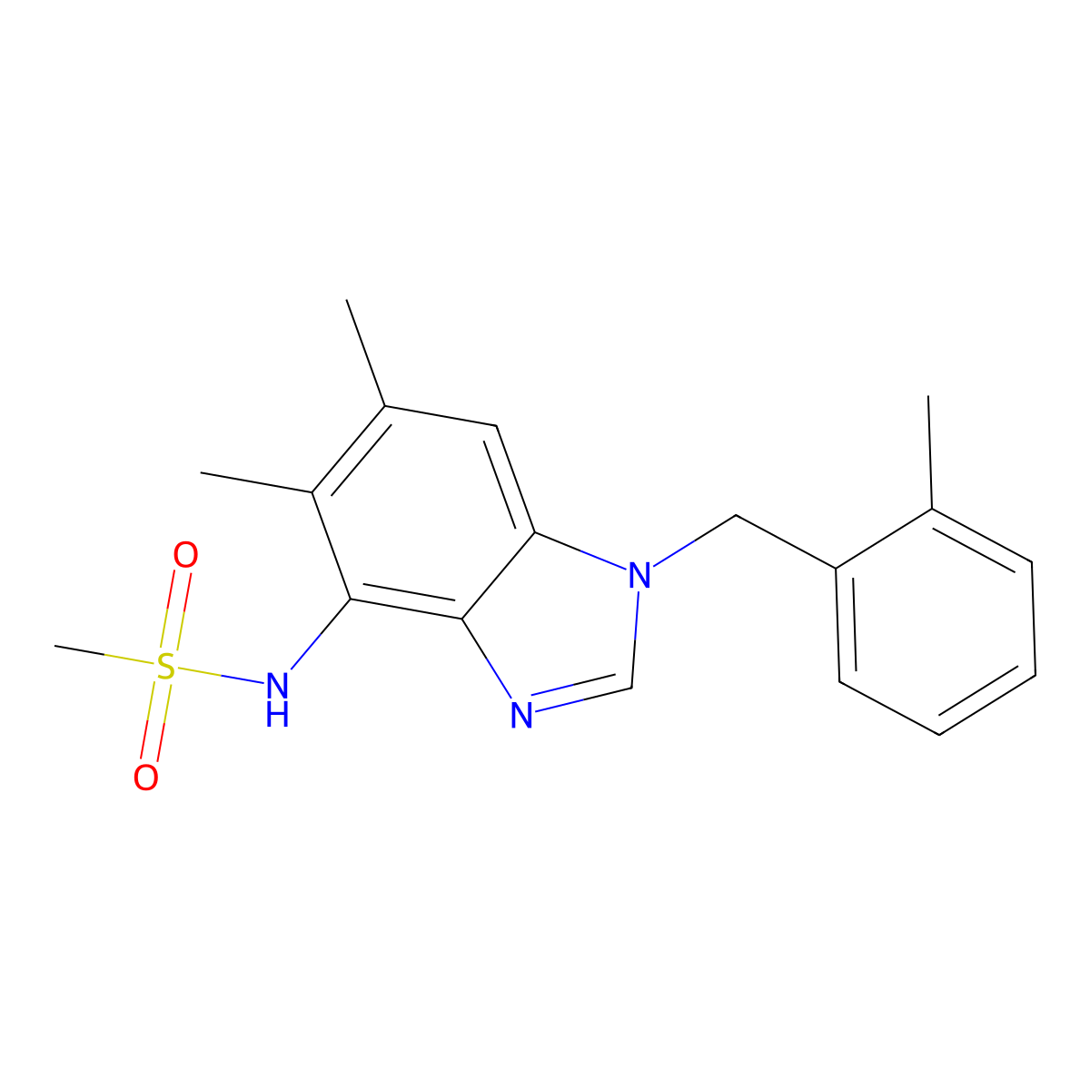 N-[5,6-dimethyl-1-(2-methylbenzyl)-1H-1,3-benzimidazol-4-yl]methanesulfonamide molecular structure, CAS 338954-71-5