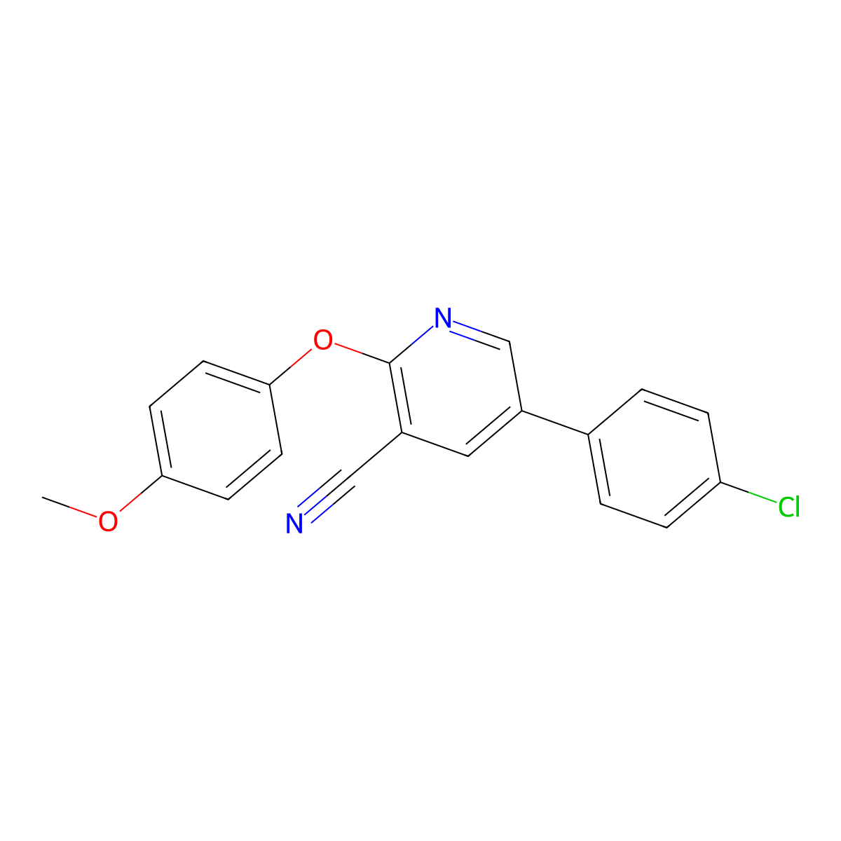 5-(4-Chlorophenyl)-2-(4-methoxyphenoxy)pyridine-3-carbonitrile molecular structure, CAS 338954-73-7
