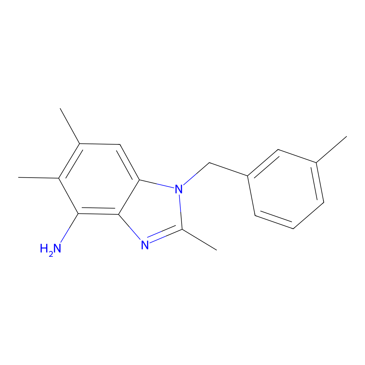 2,5,6-trimethyl-1-(3-methylbenzyl)-1H-1,3-benzimidazol-4-amine molecular structure, CAS 338954-75-9