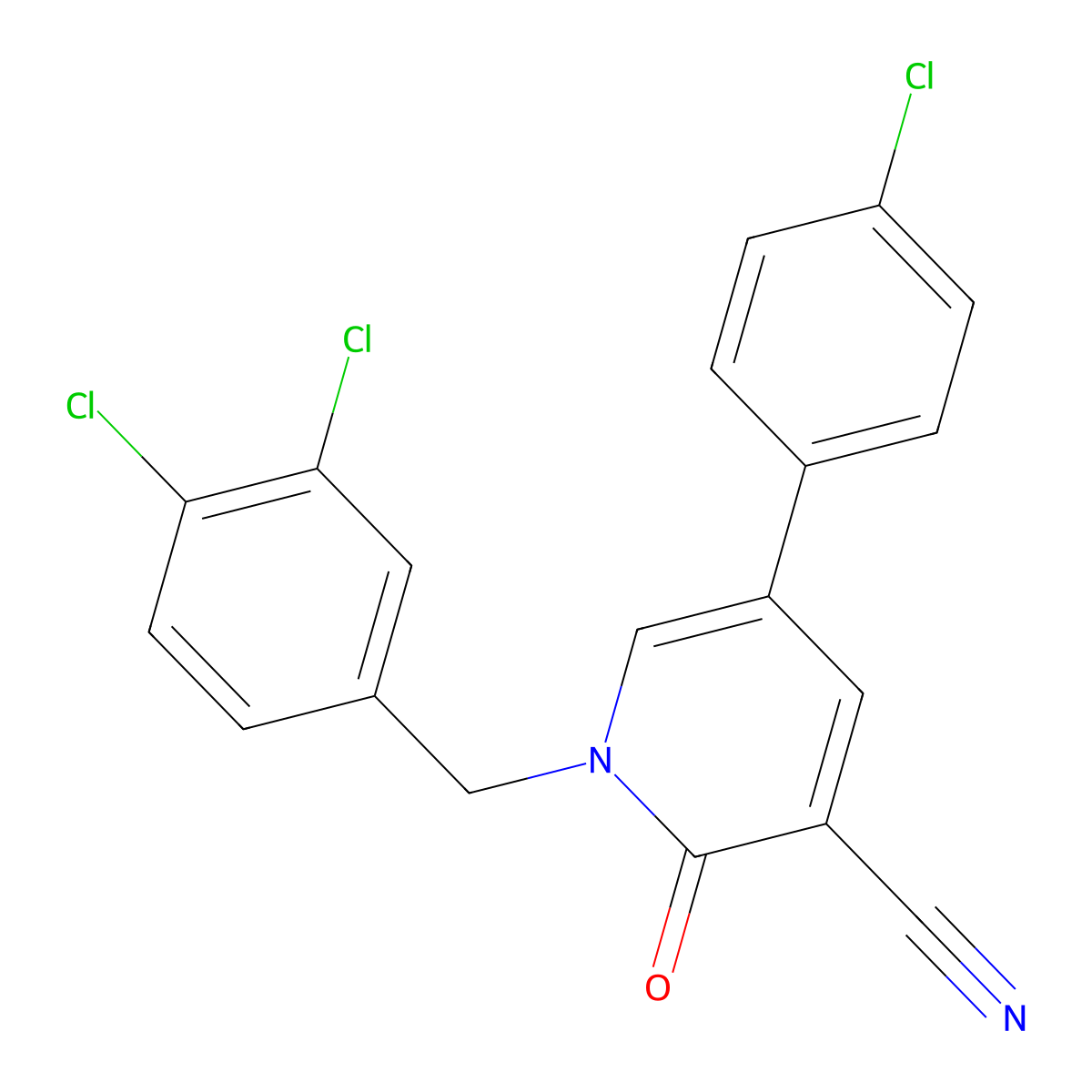 5-(4-Chlorophenyl)-1-(3,4-dichlorobenzyl)-2-oxo-1,2-dihydro-3-pyridinecarbonitrile molecular structure, CAS 338954-78-2