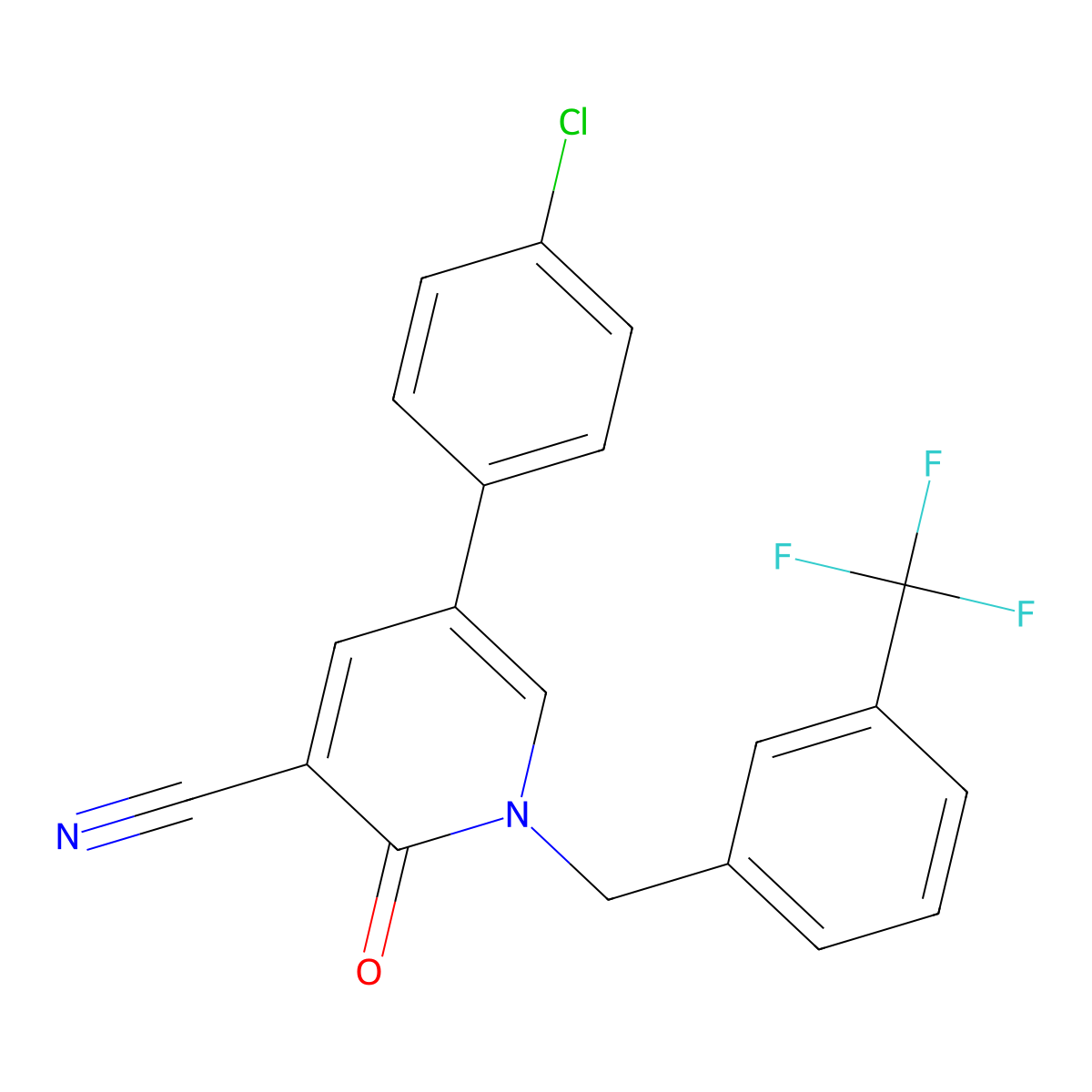 5-(4-Chlorophenyl)-2-oxo-1-[3-(trifluoromethyl)benzyl]-1,2-dihydro-3-pyridinecarbonitrile molecular structure, CAS 338954-80-6