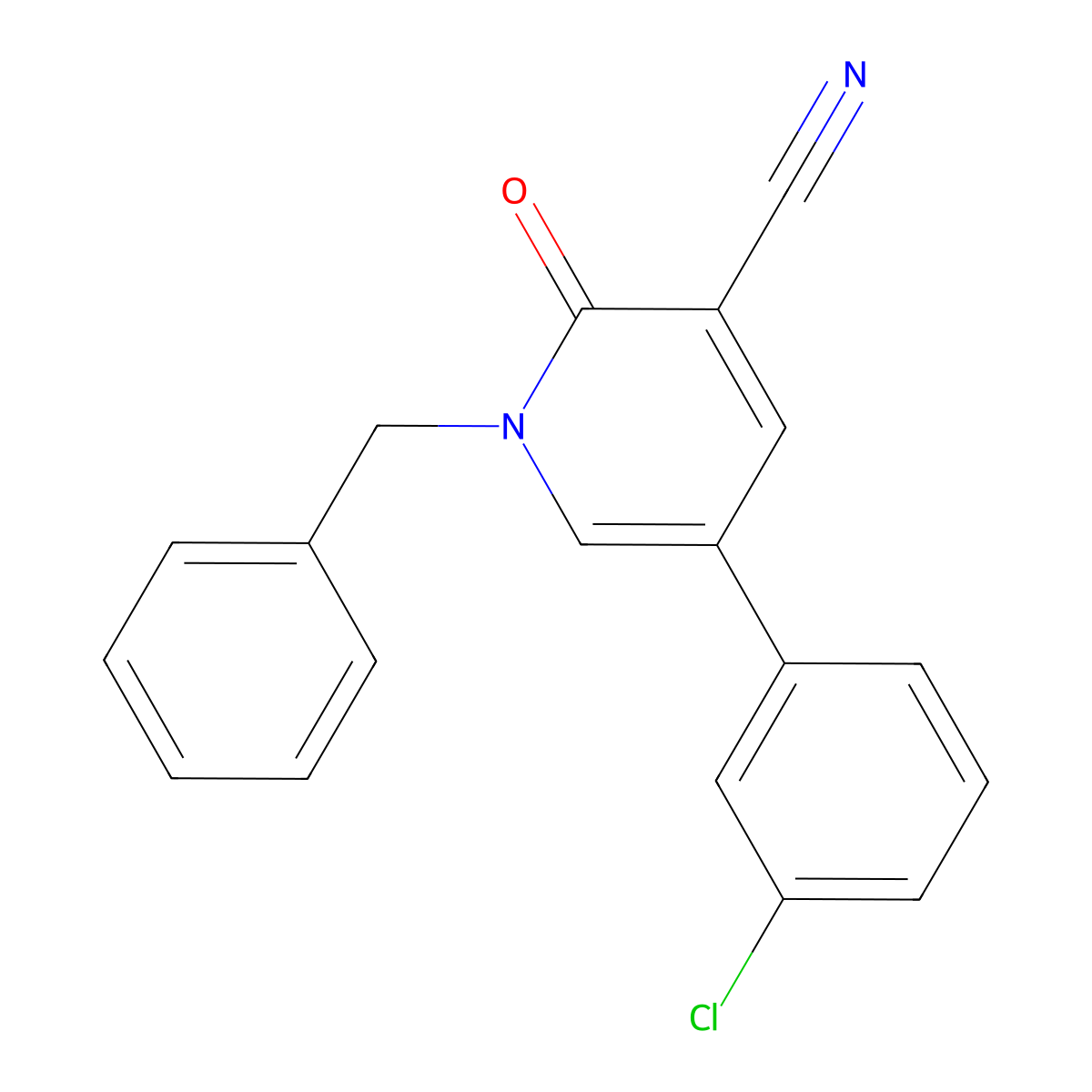 1-Benzyl-5-(3-chlorophenyl)-2-oxo-1,2-dihydro-3-pyridinecarbonitrile molecular structure, CAS 338954-86-2