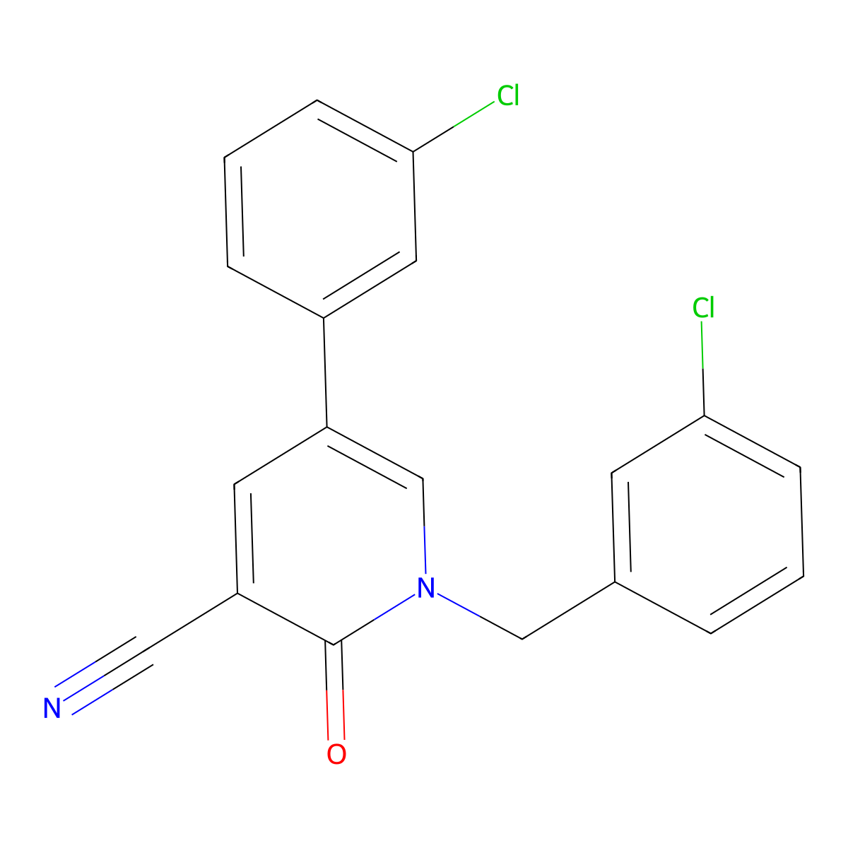 1-(3-Chlorobenzyl)-5-(3-chlorophenyl)-2-oxo-1,2-dihydro-3-pyridinecarbonitrile molecular structure, CAS 338954-87-3